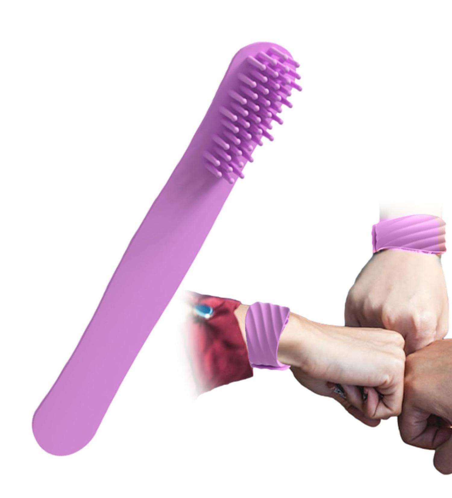 Scalp Massage Curve Brush with Long Handle - Soft Hair Tie & Gossip Comb for All Hair Types - Violet - Buy Online on GoSupps.com