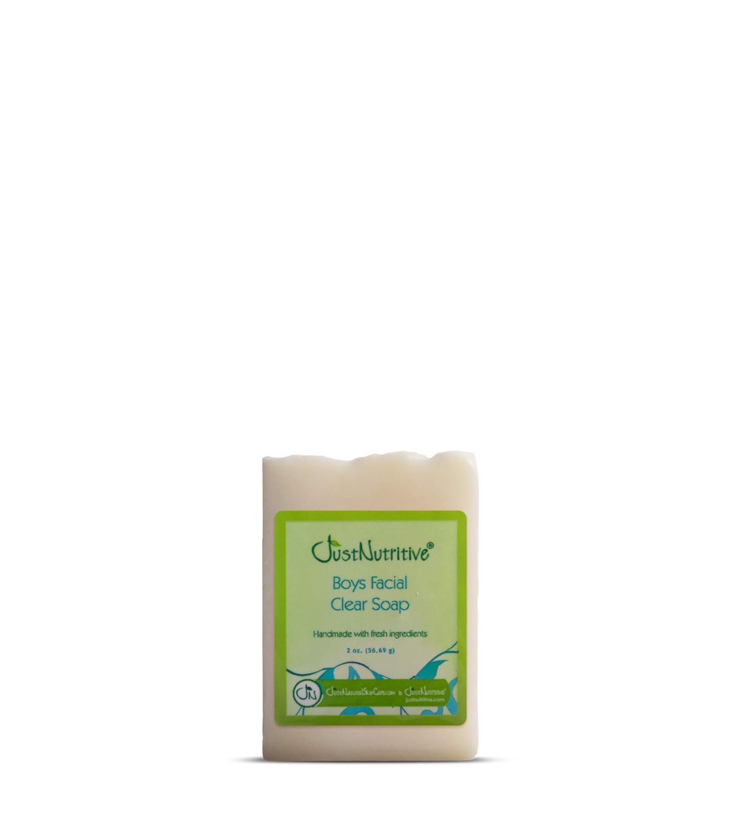 Just Nutritive Boy's Facial Acne Clear Soap | Gentle Facial Cleanser for Boys | Natural Acne Face Cleanser | Cleansing Acne Soap for Sensitive Skin 2 Oz
