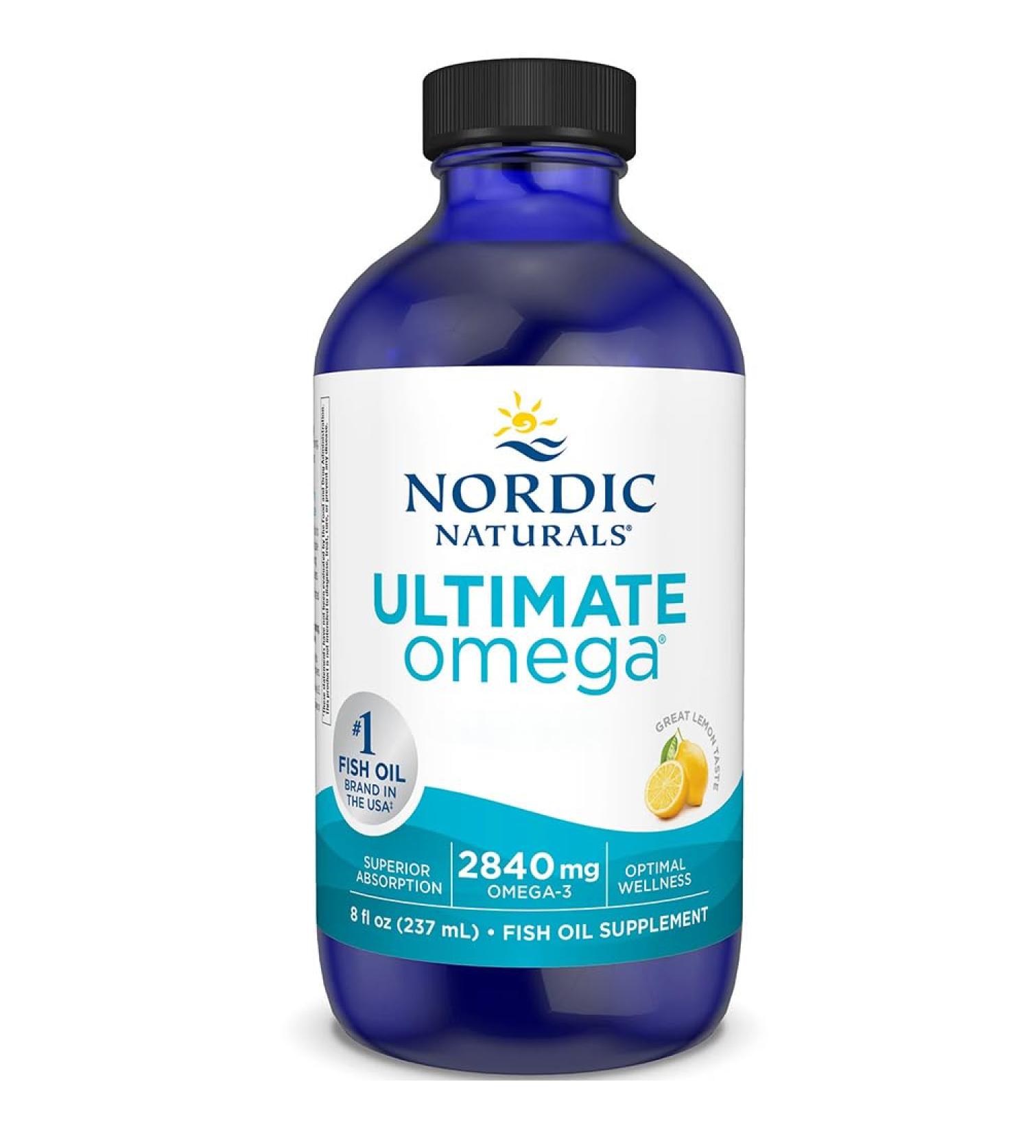 Nordic Naturals Ultimate Omega 2840mg Omega-3 Fish Oil with EPA and DHA Lemon Taste 8 oz Lab Tested Soy Free Gluten Free Non-GMO - Buy Online on GoSupps.com
