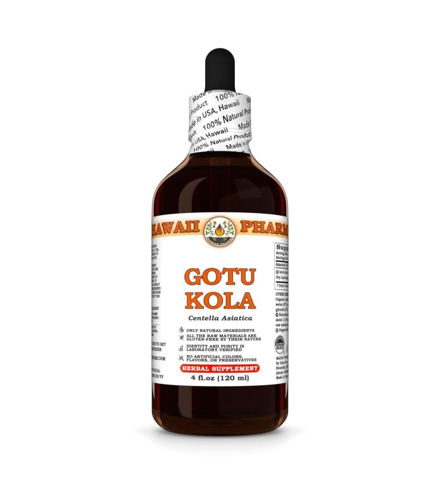 Gotu Kola (Centella Asiatica) Dry Leaf Tincture, Made in Hawaii, Organic Raw Materials, All Natural, Vegan, Pure Liquid Extract - 4 fl.oz 4 Fl Oz (Pack of 1) - Buy Online on GoSupps.com