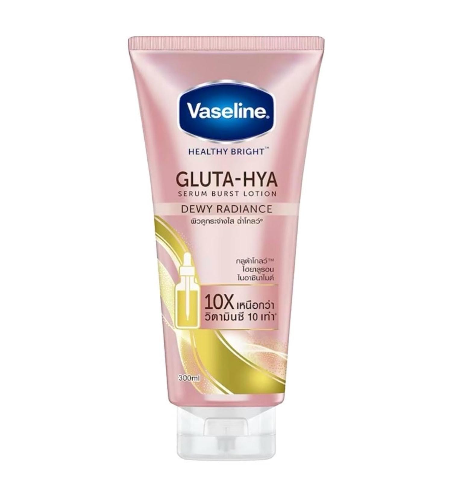 Vaseline Gluta-Hya Dewy Radiance Face & Body Lotion | Gives Brighter Skin | Glutathione & Niacinamide Infused Moisturizer 300ml - Buy Online on GoSupps.com