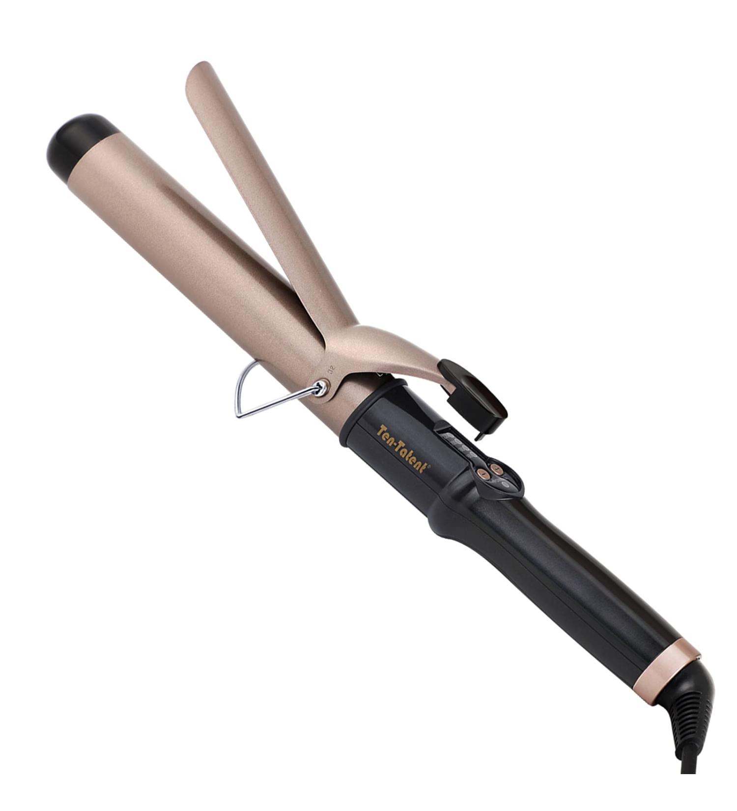 Ten-Tatent 32mm Ceramic Tourmaline Curling Tong Iron for Long & Short Hair - Dual Voltage Curling Wand with Adjustable Heat - Black - Buy Online on GoSupps.com