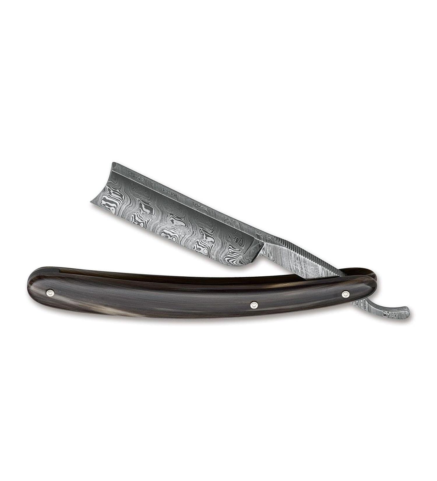 B ker SOLINGEN High-quality Damascus Barber Beard Knife with extra sharp blade - for precise wet beard shaving