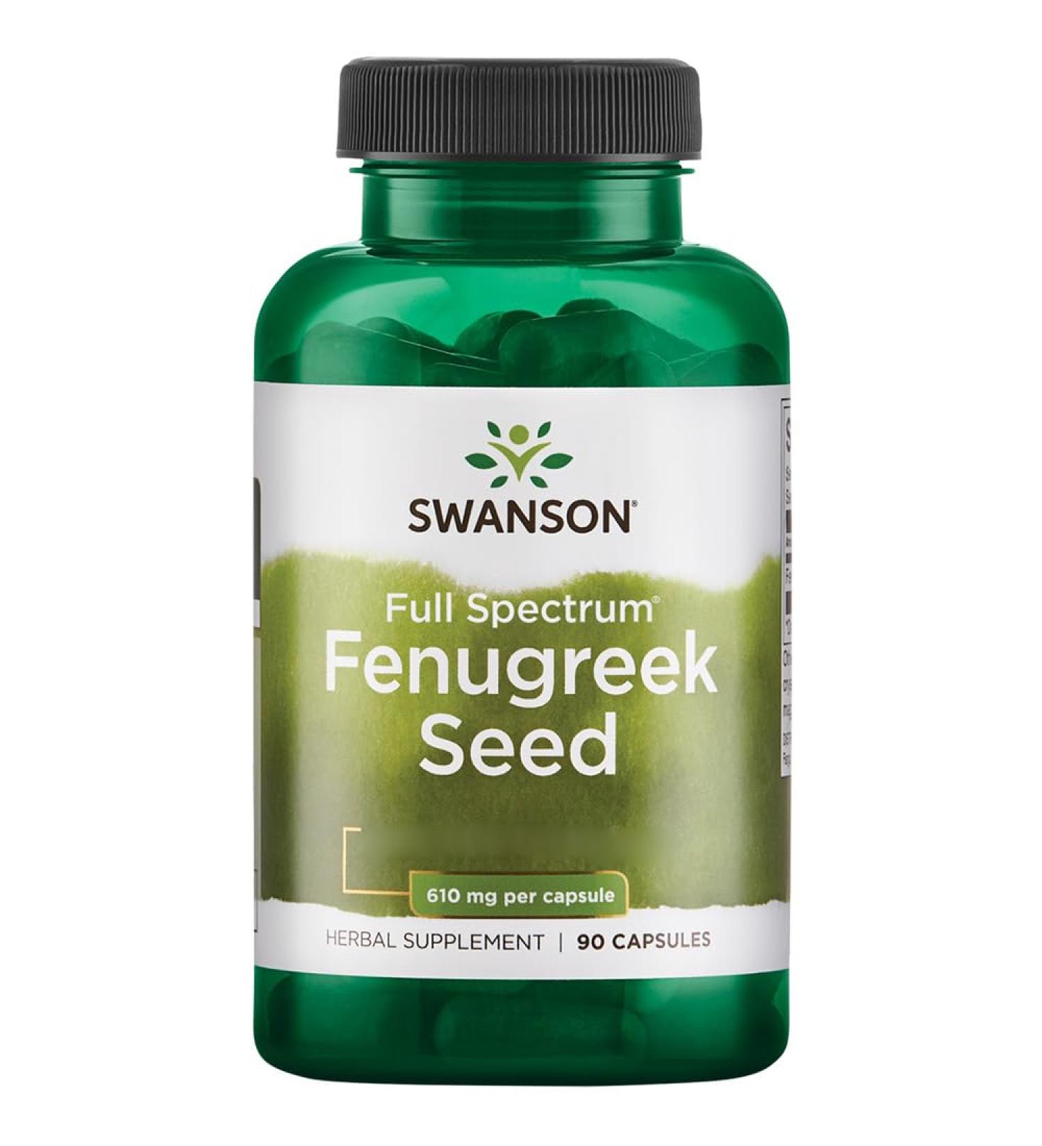 Swanson Full Spectrum Fenugreek Seed 610mg 90 Capsules High Dosed Lab Tested Soy Free Gluten Free Non-GMO - Buy Online on GoSupps.com