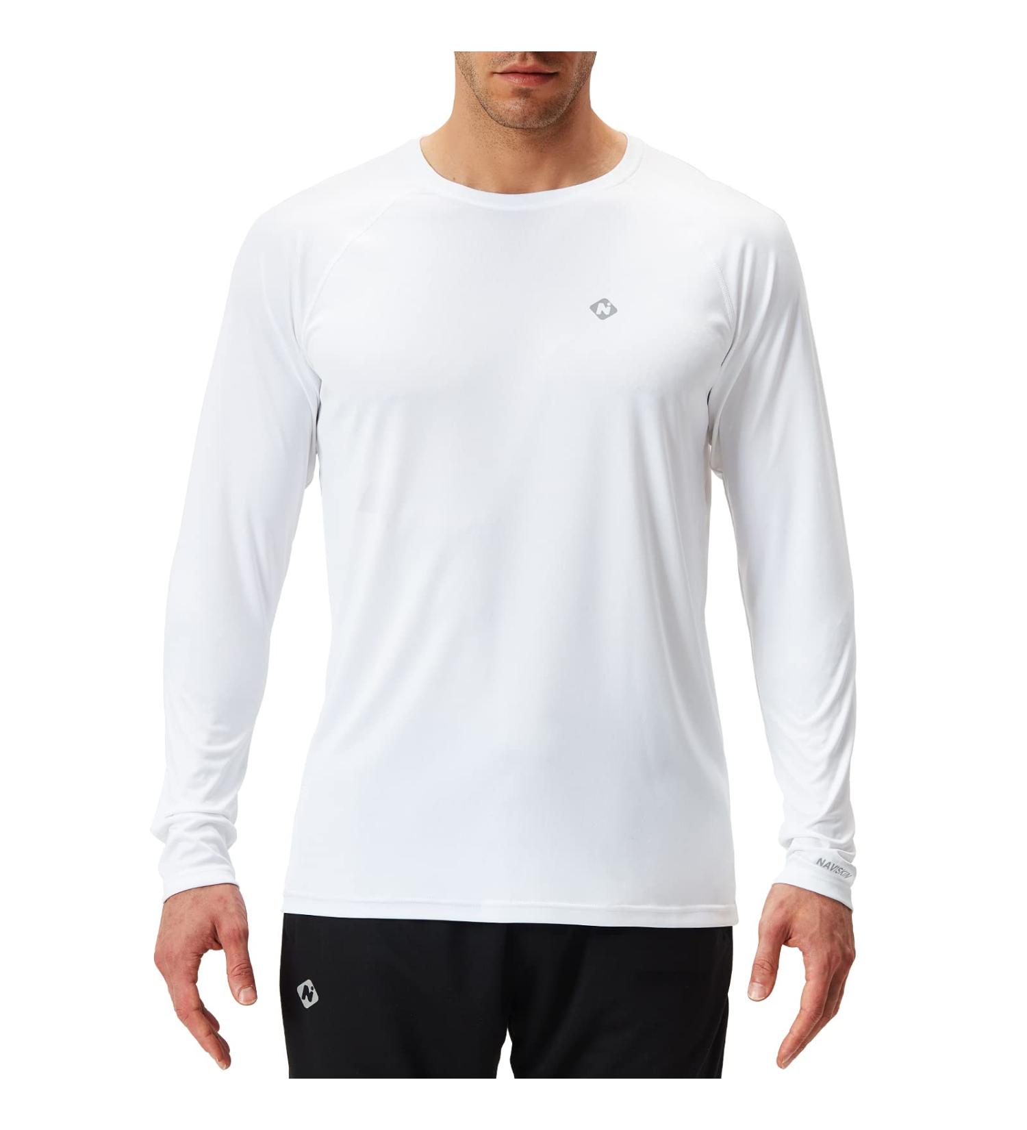 NAVISKIN Men's Rash Guard - UPF 50+ UV Protection Long Sleeve Swim Shirt Lightweight & Quick Dry White L - Buy Online on GoSupps.com