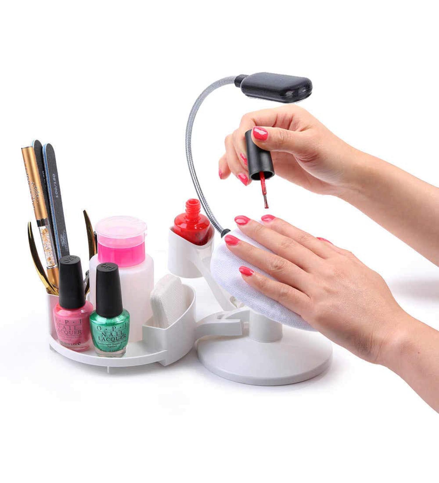 STYLIKA Nail Polish Stand with Multi-Angle Hand Rest - Manicure Pedicure Tool for Gel Polish Bottles - Home Salon Studio Accessory - Buy Online on GoSupps.com