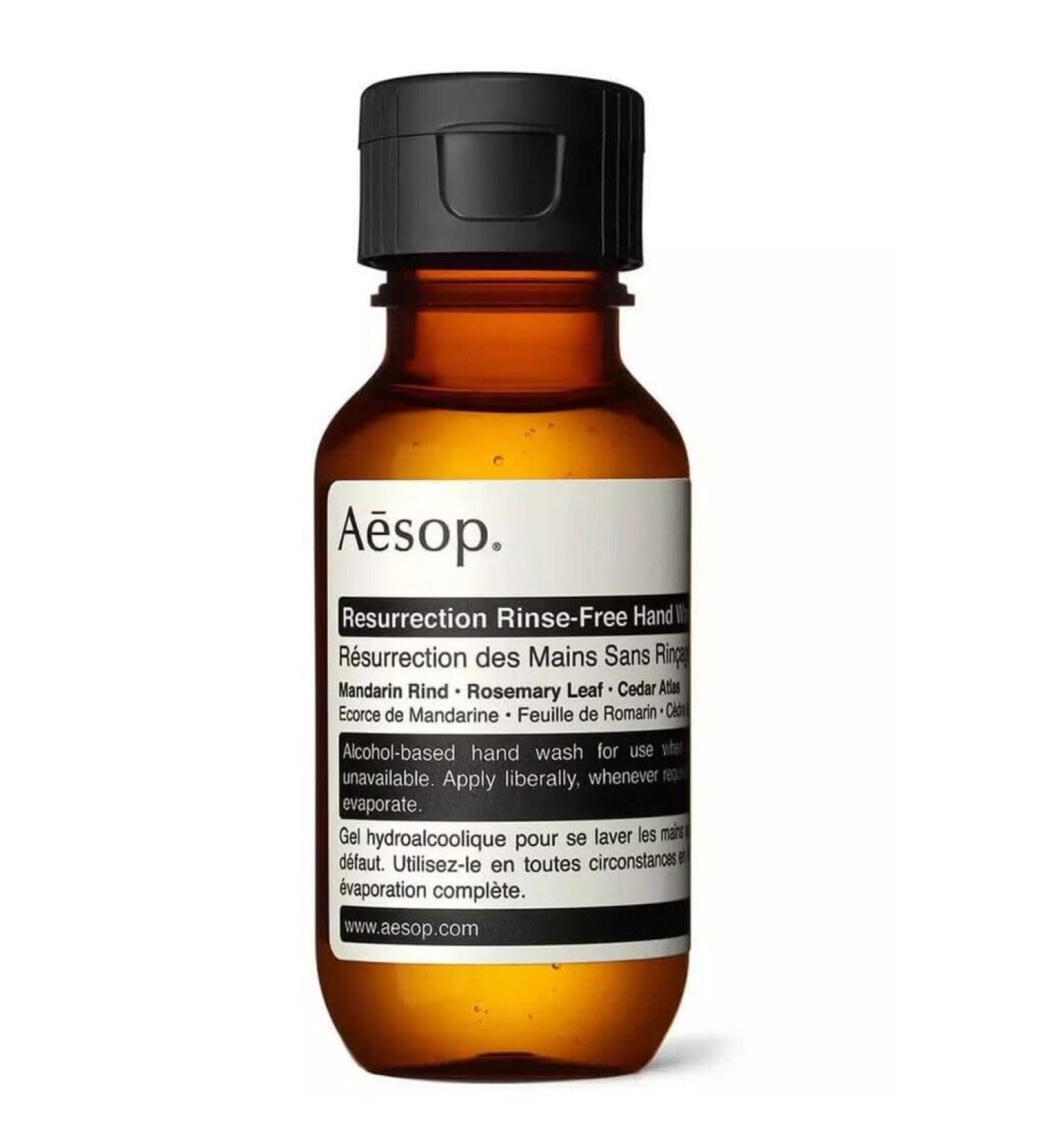 Aesop Resurrection Rinse-Free Hand Wash Nourishing Agents Prevents Dehydration Leaves Hands Clean & Comfortable Rosemary Leaf Oil Mandarin Orange Peel Oil 50ml
