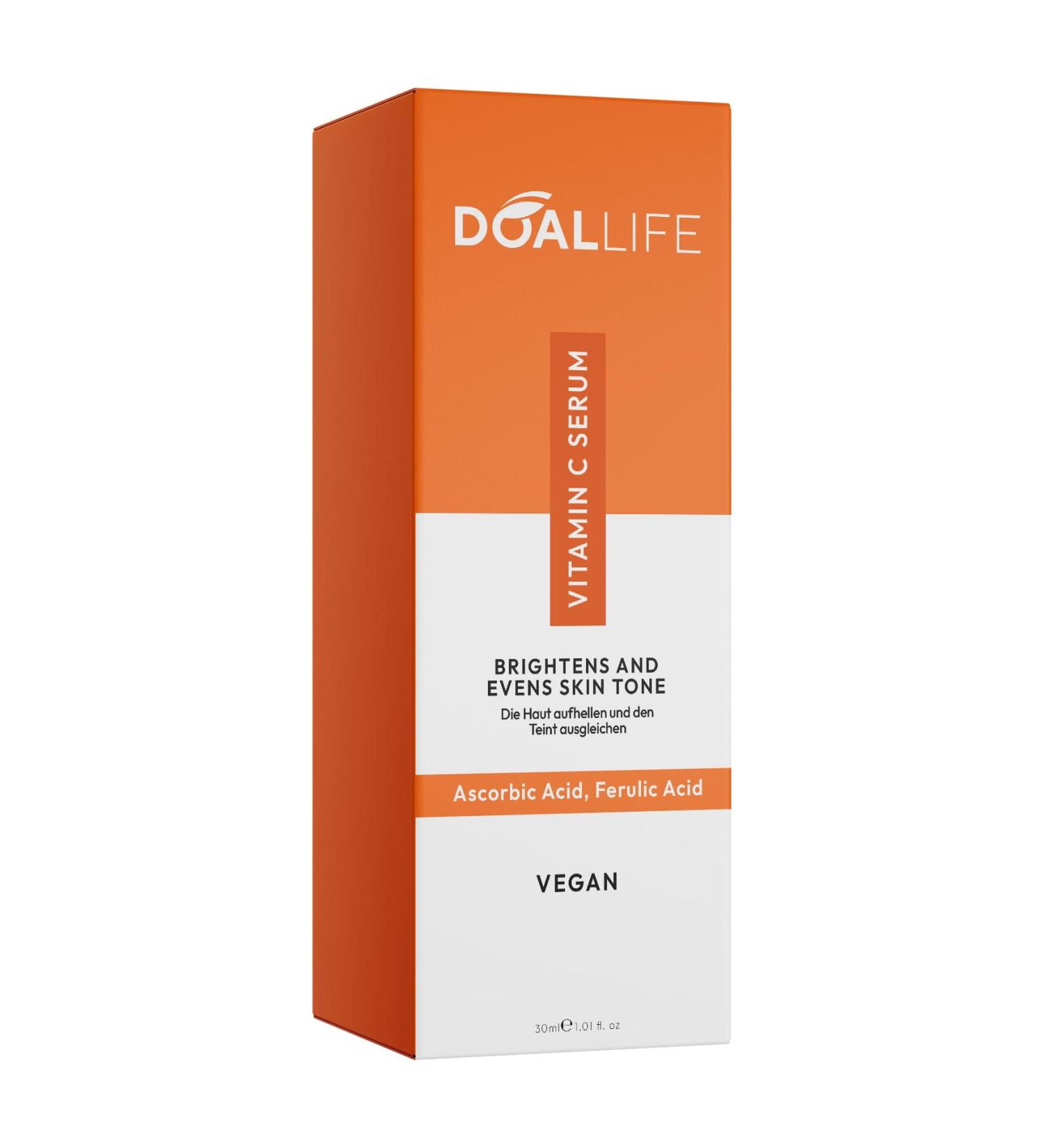  DOALLIFE Vitamin C facial serum (20%) - brightening skin tone balancing anti-blemish reduces redness - Buy Online on GoSupps.com