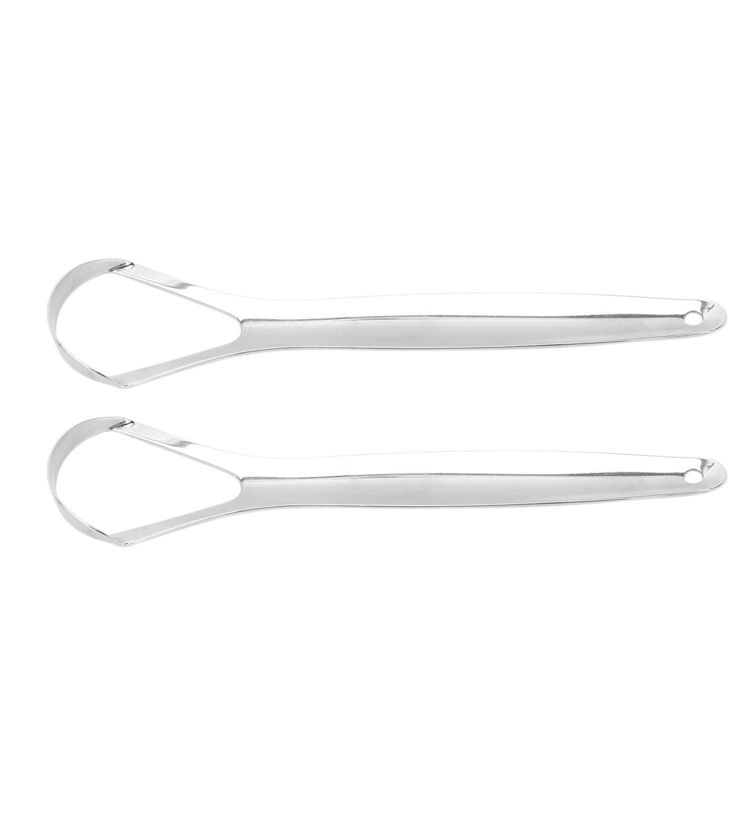 Stainless Steel Tongue Scraper Cleaner - Ergonomic Oral Hygiene Tool Easy to Clean 2 Pieces Removes Coating - Buy Online on GoSupps.com