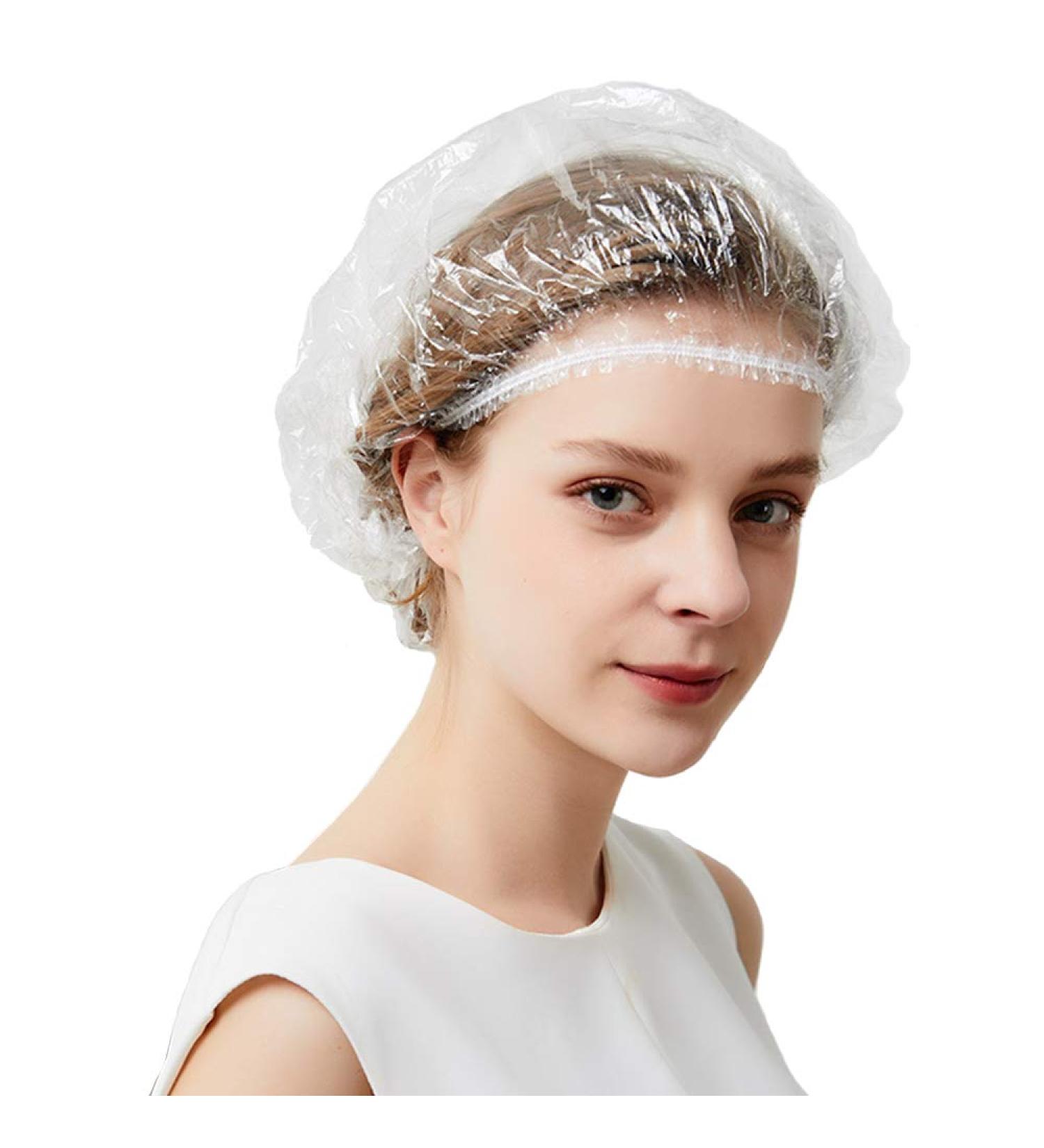 Disposable Shower Cap XL - 100 Pack | Waterproof, Thick & Elastic Bath Caps for Women & Men - Perfect for Travel, Spa, Hotel & Home Use - Clear - Buy Online on GoSupps.com
