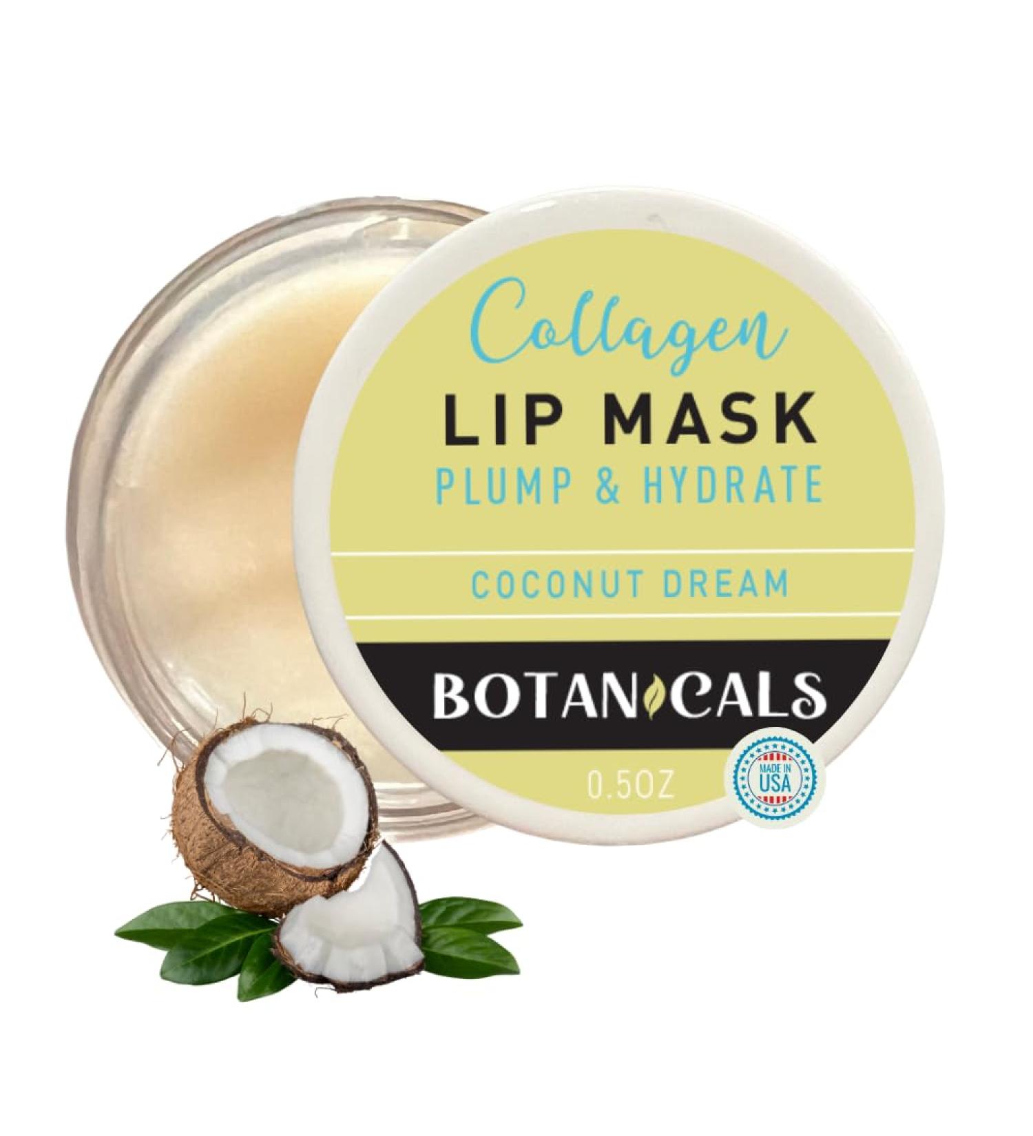 Collagen Lip Mask with Hyaluronic Acid Coconut Dream Lip Treatment for Dry Chapped Lips Plumping & Hydrating Overnight Lip Mask Natural Lip Care by Botanicals Made in USA Botanicals by W.D.D - Buy Online on GoSupps.com