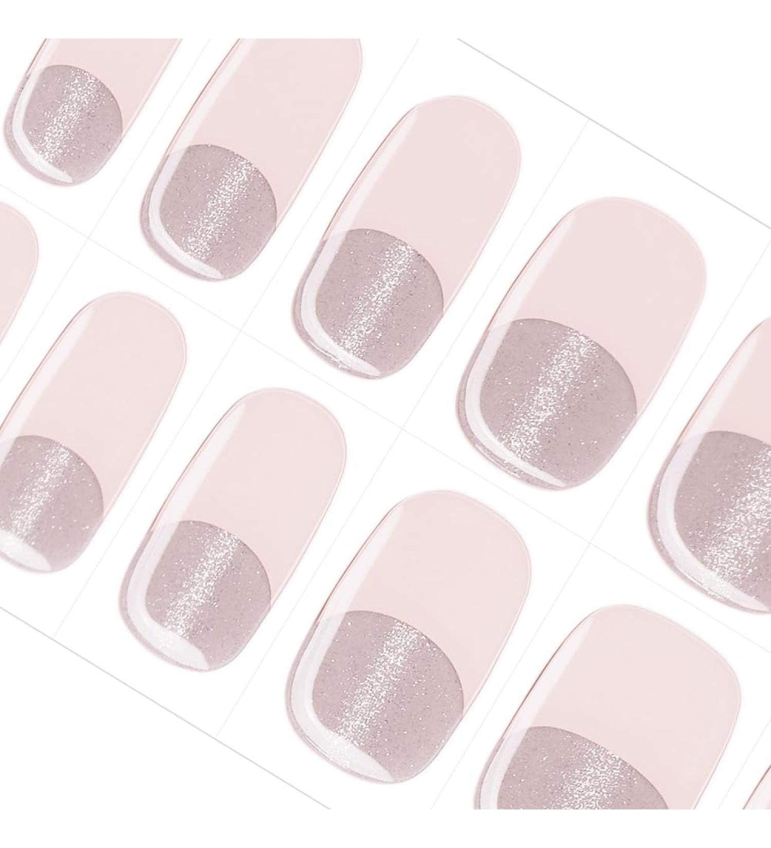 DANNI & TONI Soft Gel Nail Wraps - 28 Semi Cured Salon-Quality Stickers Set in Champagne Kiss - French Manicure Stickers - Buy Online on GoSupps.com