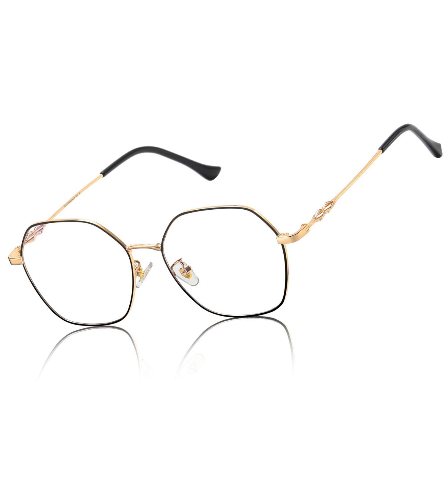 Duco Blue Light Filter Glasses for Women - Anti-UV Protection Computer & TV Glasses Stylish Black Gold Design - Buy Online on GoSupps.com