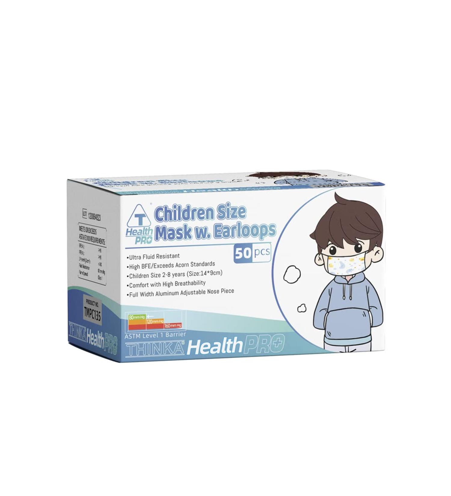 THINKA CHILDREN SIZE MASK W. Earloops (50pcs) ASTM L1 Approved Face Mask - Buy Online on GoSupps.com