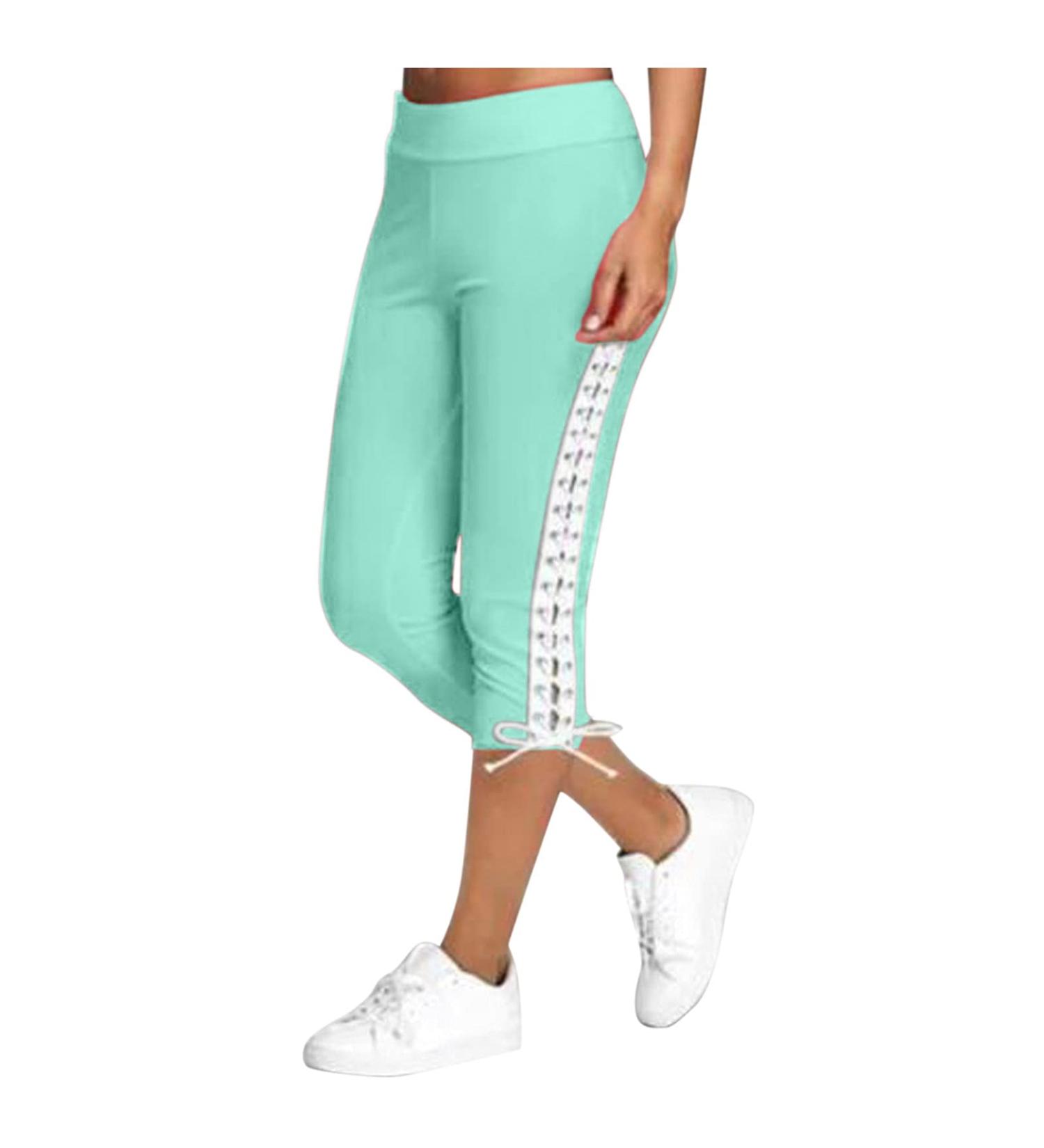 Haiorziyou Ladies Capri Pants - 3/4 Length Baggy Elastic Jogging Trousers Elegant Yoga & Aladin Style Casual Sweatpants in Green - Sizes up to 5XL - Buy Online on GoSupps.com