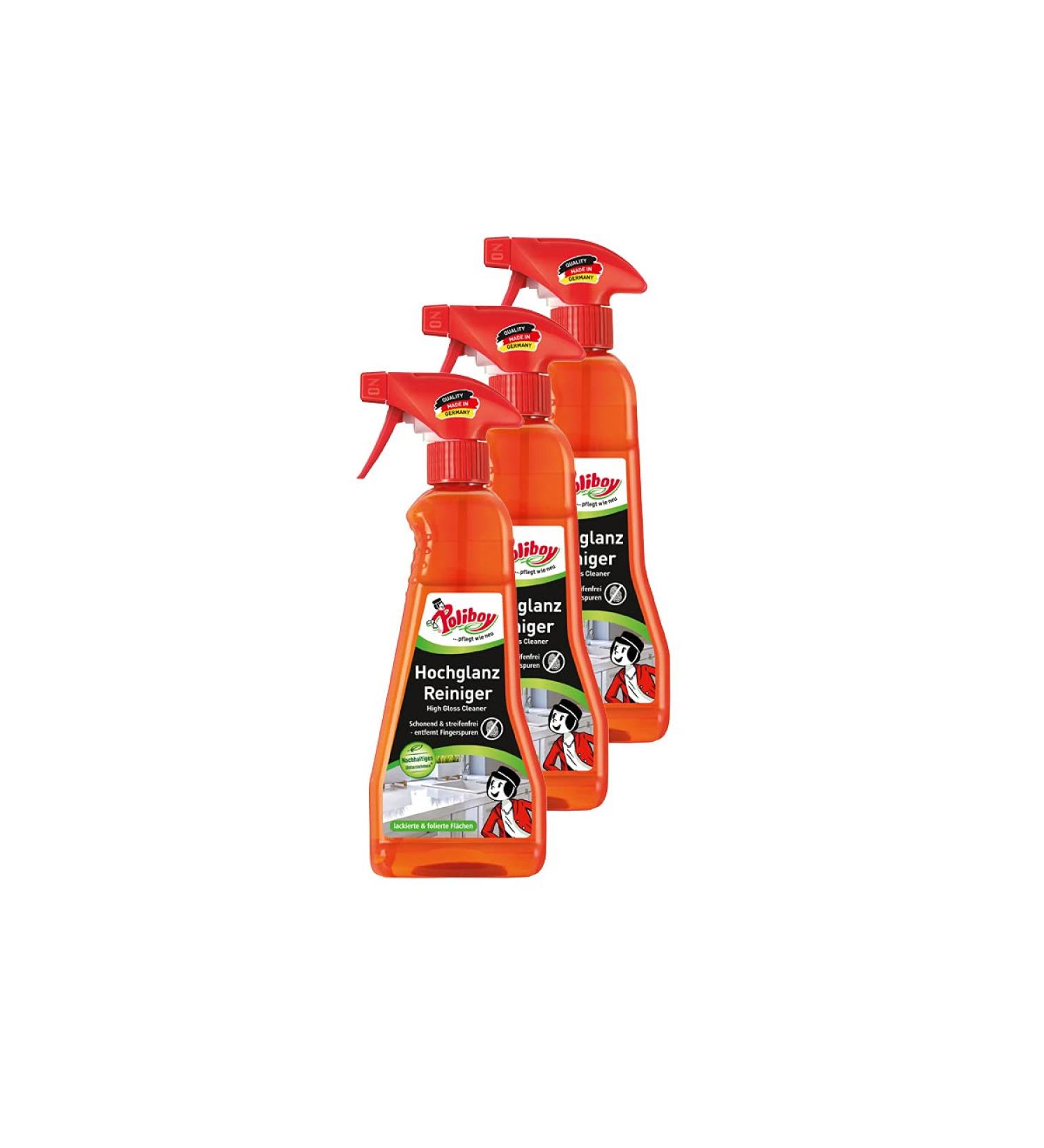 Poliboy - high -gloss furniture cleaner - especially for high -gloss surfaces - fingers fast and strip -free - 3x375 ml (1.125 liters) - Made in Germany high -gloss furniture cleaner 375 ml (3 pack)
