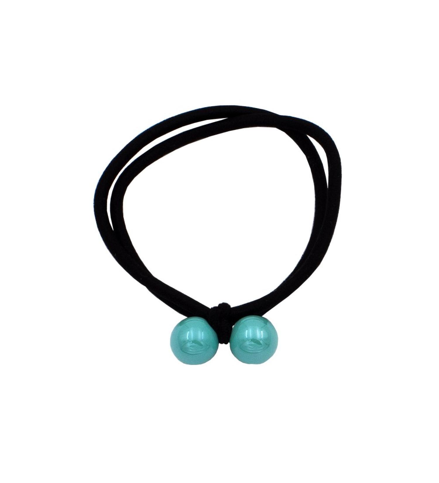 AAHB hair jewelry hair tie hair band rubber tape braid braiding rubber hair elastics headdress pearl ring mint green 2 pearls 1 Pack (1 x 2 pieces)