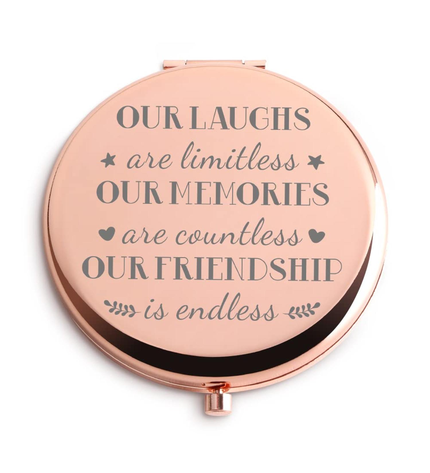 Dyukonirty Rose Gold Compact Makeup Mirror - Unique Friendship Gift for Women - Ideal for Birthday, Wedding, Christmas & Graduation - Buy Online on GoSupps.com