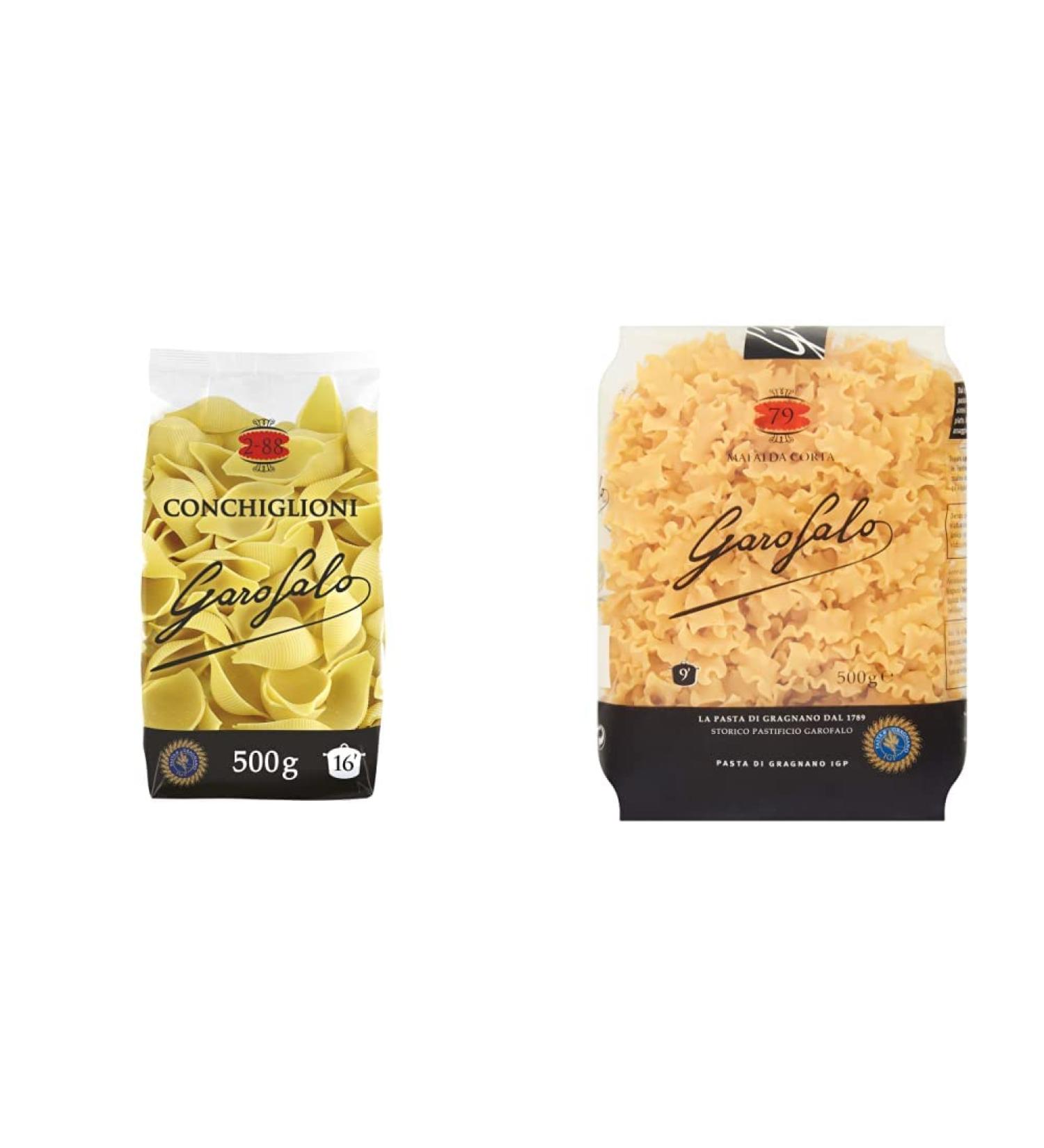 Garofalo Conchiglioni Pasta 500 Gram & Mafalda Corta 500g - Buy Online on GoSupps.com
