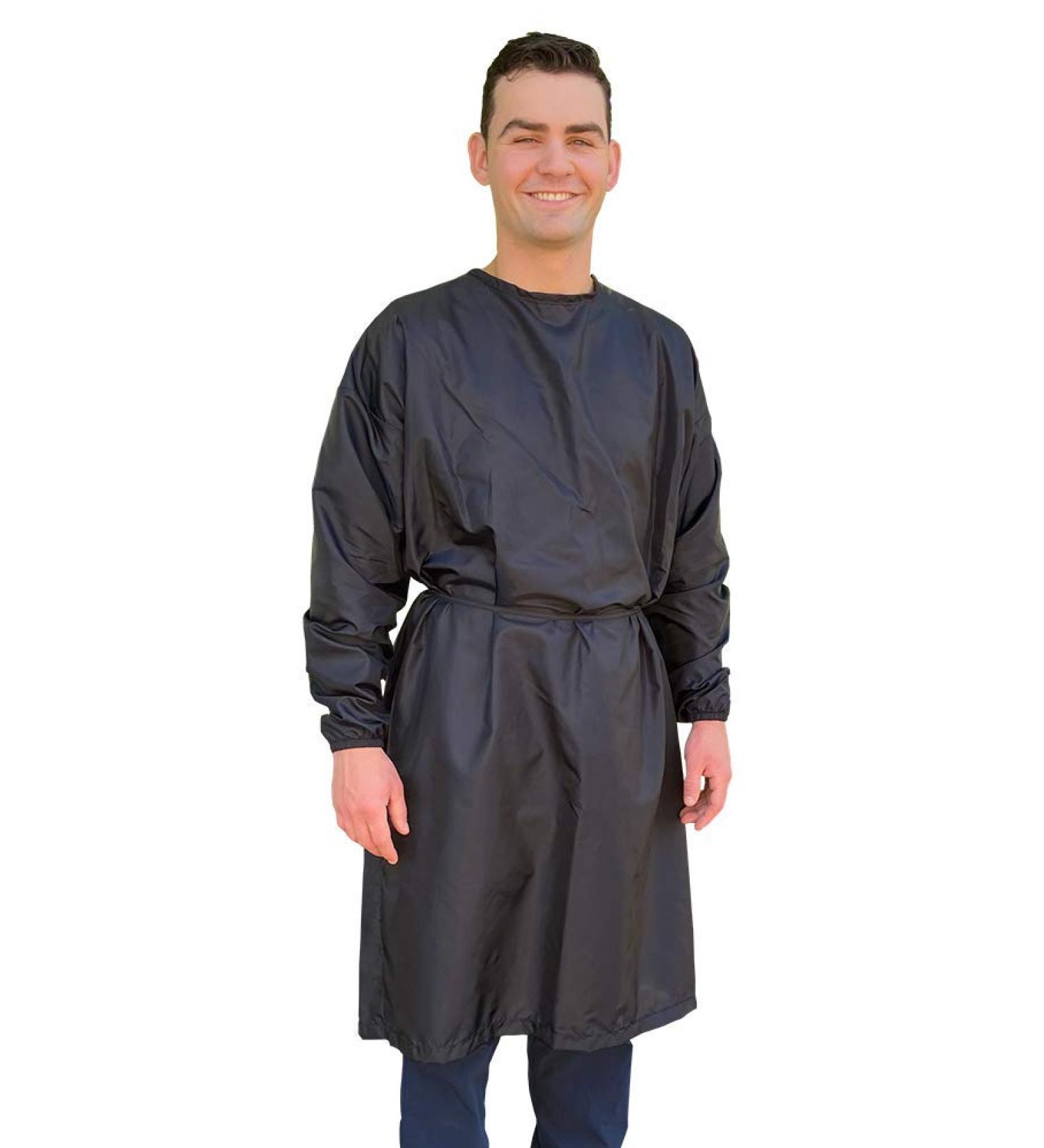 Matman Reusable Industrial Gown - Protective Neck Snap - Black (Oversized) - Buy Online on GoSupps.com