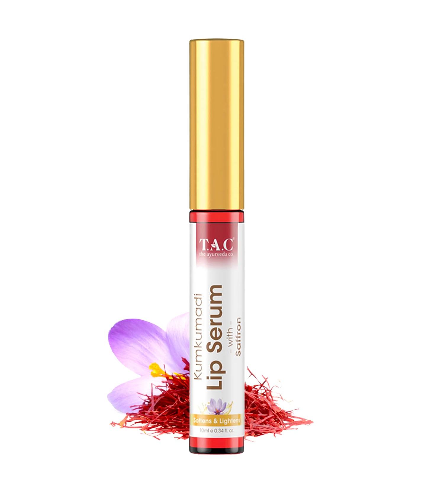 Kumkumadi Lip Serum for Moisturizing & Hydrating Dry Dark Lips Saffron & Vitamin E 10ml | Unisex Lip Care - Buy Online on GoSupps.com