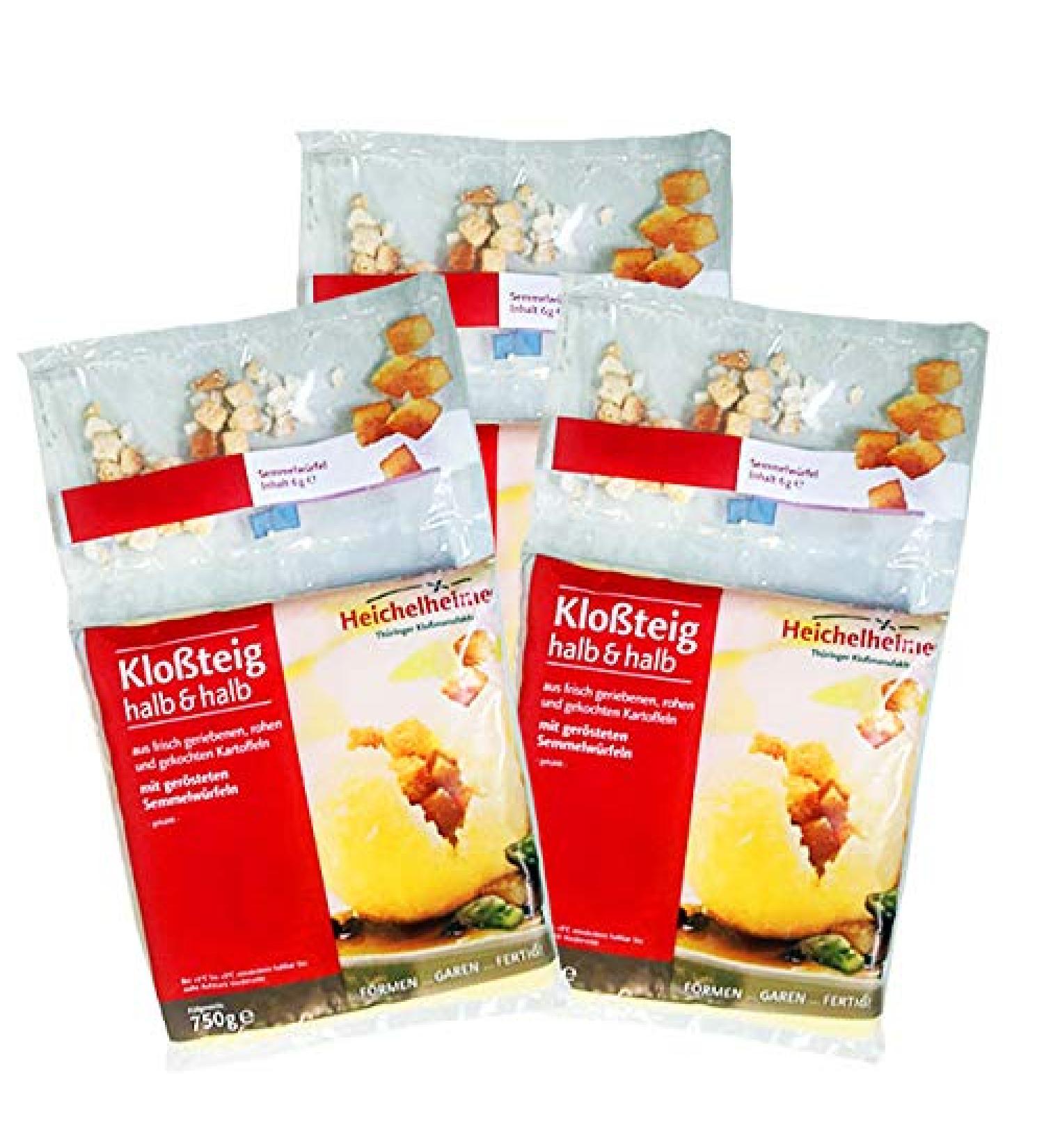 3 x 750g Heichelheimer dumpling dough half & half with bread cubes (chilled shipping)