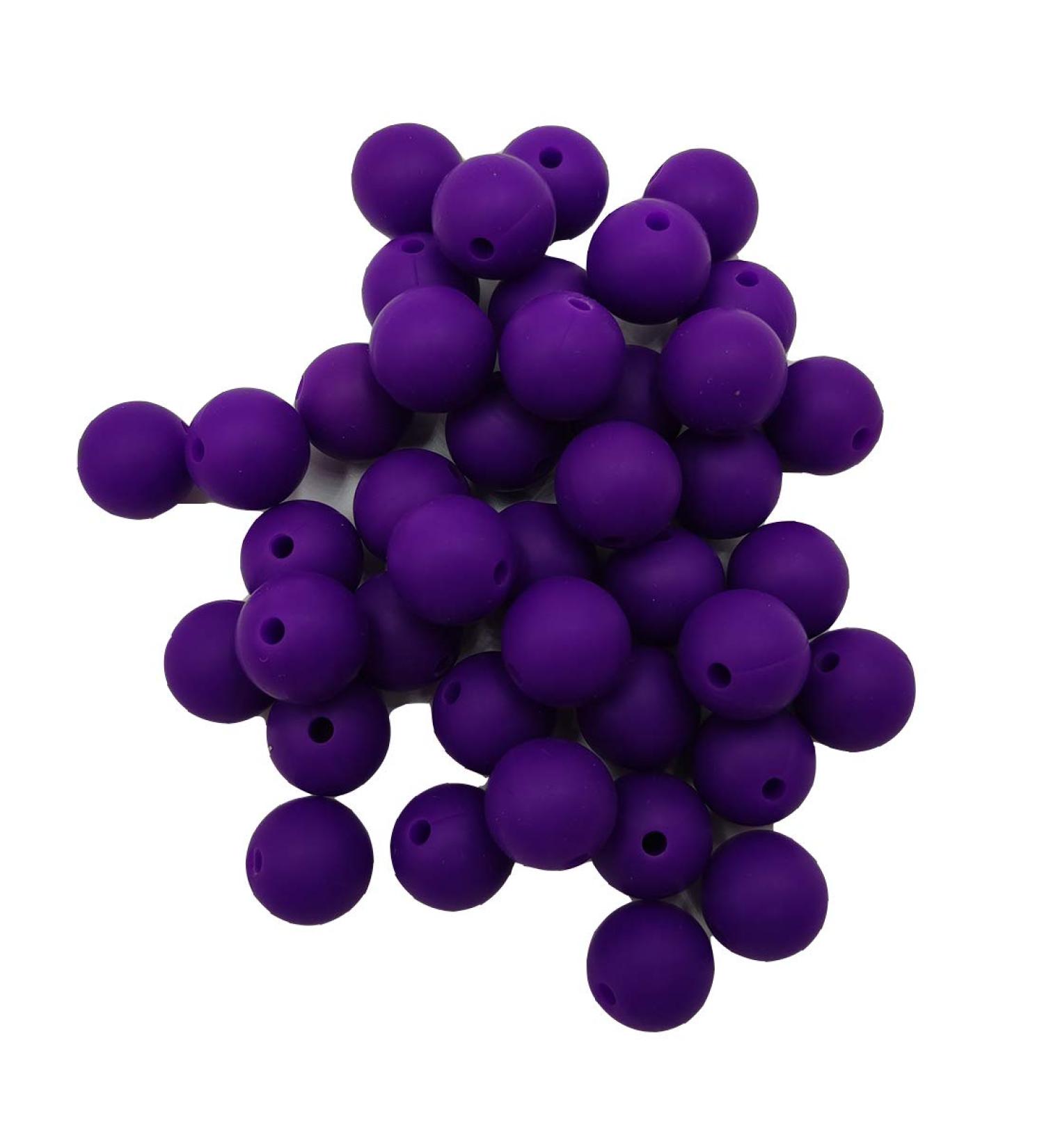 50pcs Classic Purple Silicone Round Beads - 15mm Sensory Beads for DIY Jewelry Making - Buy Online on GoSupps.com