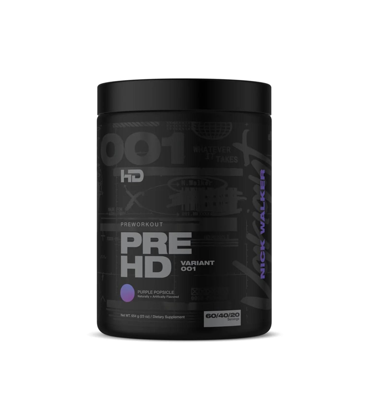 HD MUSCLE PreHD Variant 001 Pre-Workout Powder | Nick Walker Signature Series | High Stim All In One PreWorkout | L-Citrulline Creapure Creatine Beta Alanine Caffeine | 60 Servings (Purple Popsicle) Purple Popsicle 60 Servings - Buy Online on GoSupps.com