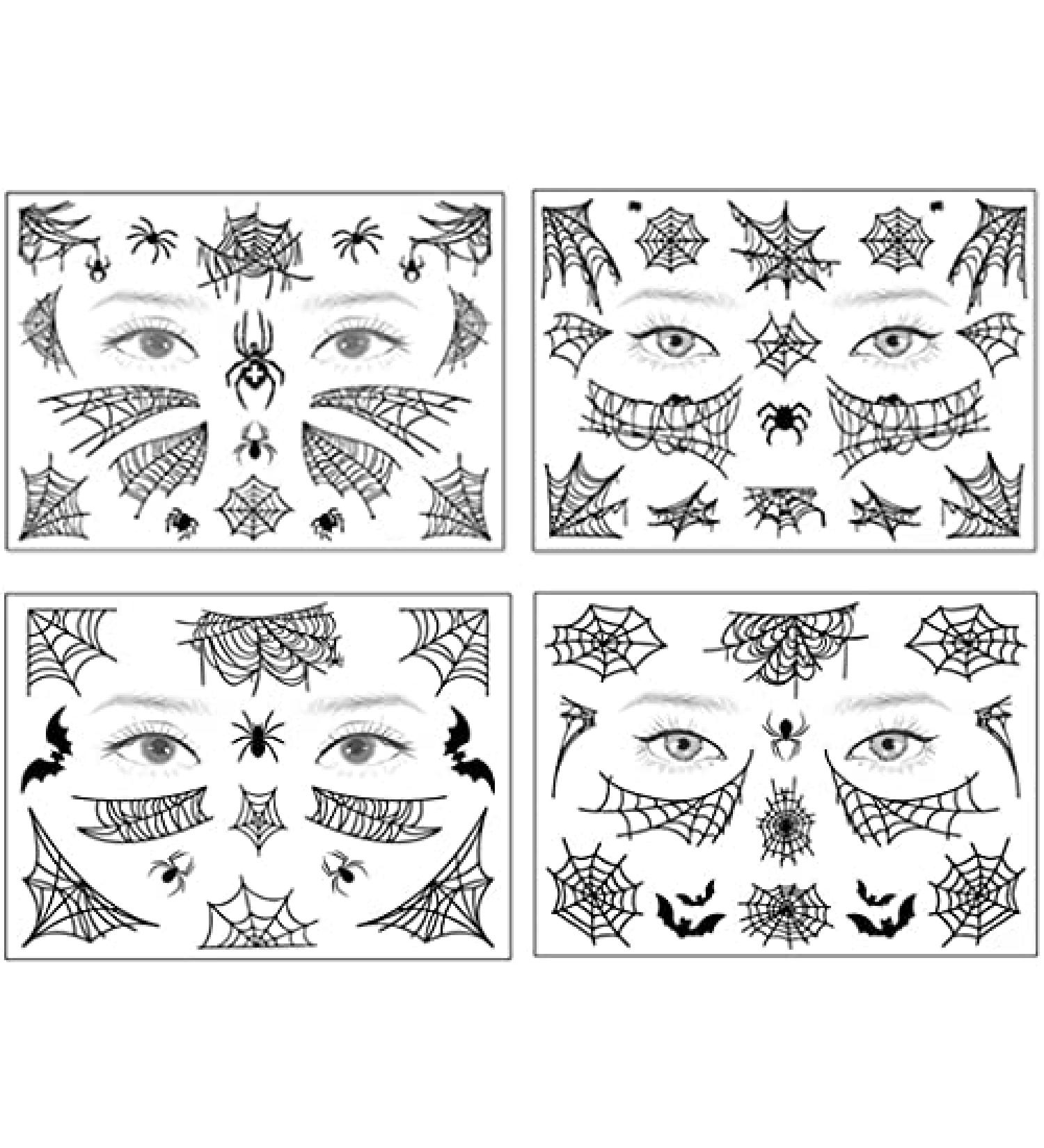 Halloween Witch face stickers Temporary Tattoos Spider Tattoos Spider Web Spider Net Tattoos - Face Shoulder Arm Back Tattoos Stickers-Halloween Costume Apparel Cosplay Accessories Party Favor Supplies - Buy Online on GoSupps.com