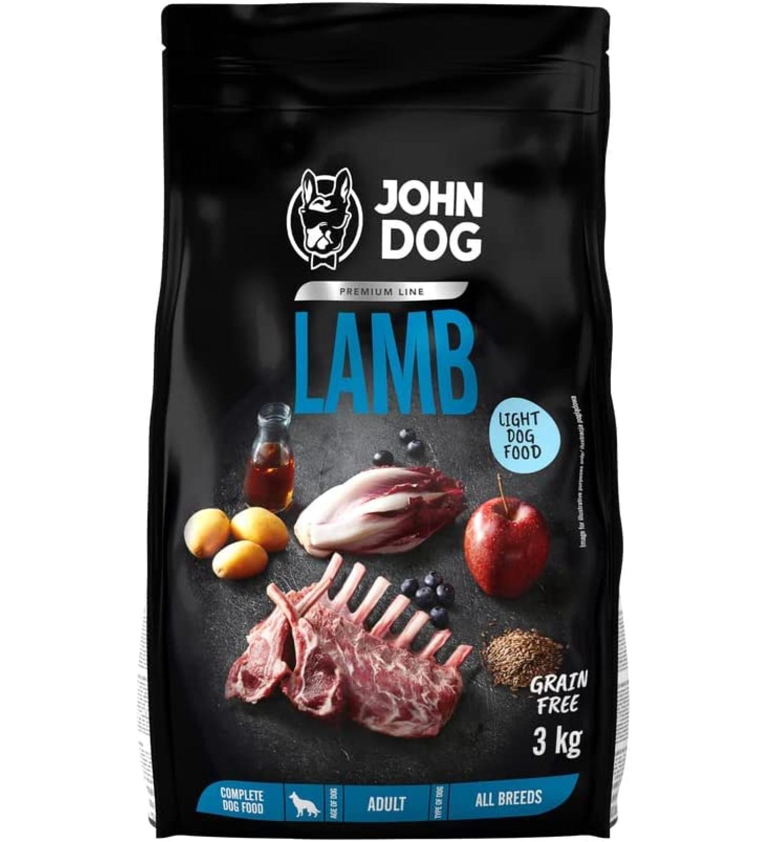 John Dog Dry Food Lamb 3 kg. Premium grain-free high meat content 41.5% lamb with the addition of L-carnitine which increases fat burning. - Buy Online on GoSupps.com