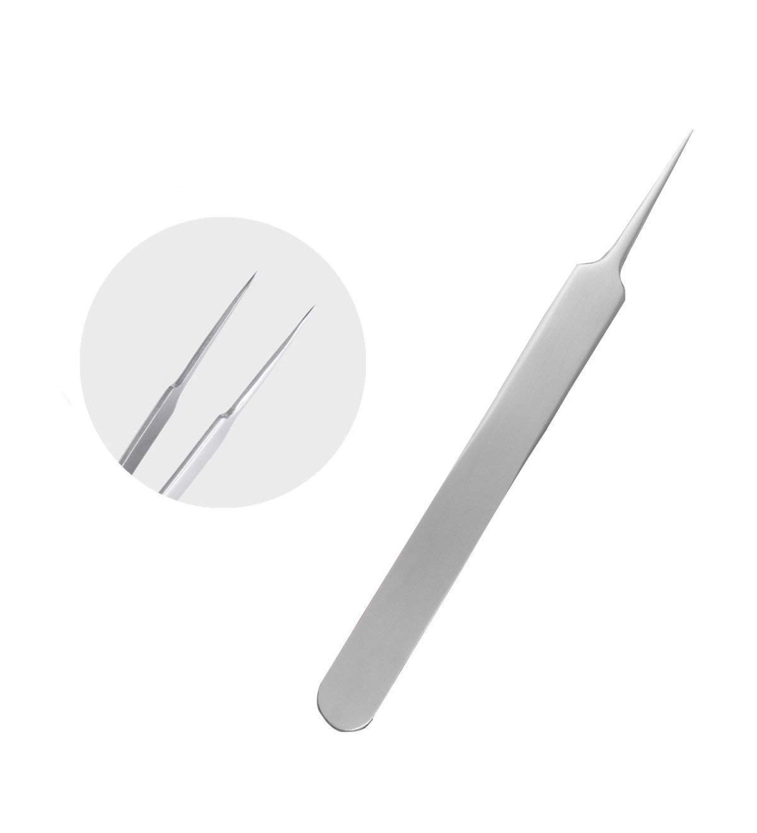 Blackhead Splinter Remover Tweezers Silver Professional Stainless Steel Blackheads Needle Ingrown Hair Splinter Pointed Tweezers for Eyebrow Hairs And Splinter Removal - Buy Online on GoSupps.com