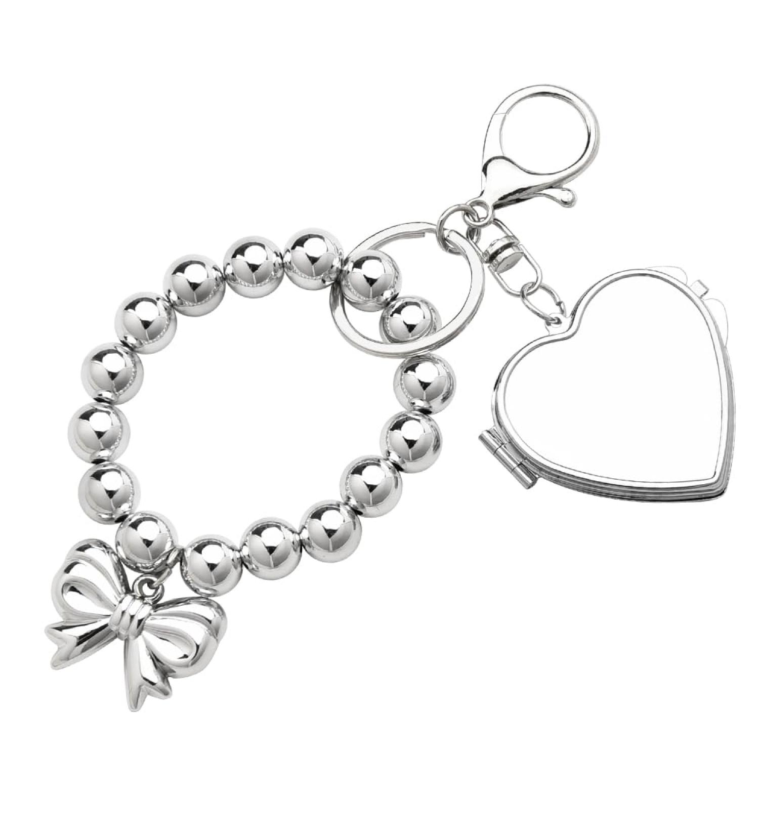 Portable Small Compact Mirror Keychain for Bag Pocket Mirror for Purse Beaded Bracelet Key Chain Phone Handbag Pendant Wrist Strap Lanyard for Decoration Mini Vanity Travel Makeup Mirror Key Accessory Key Chain Wristlet Bracelet - Buy Online on GoSupps.com