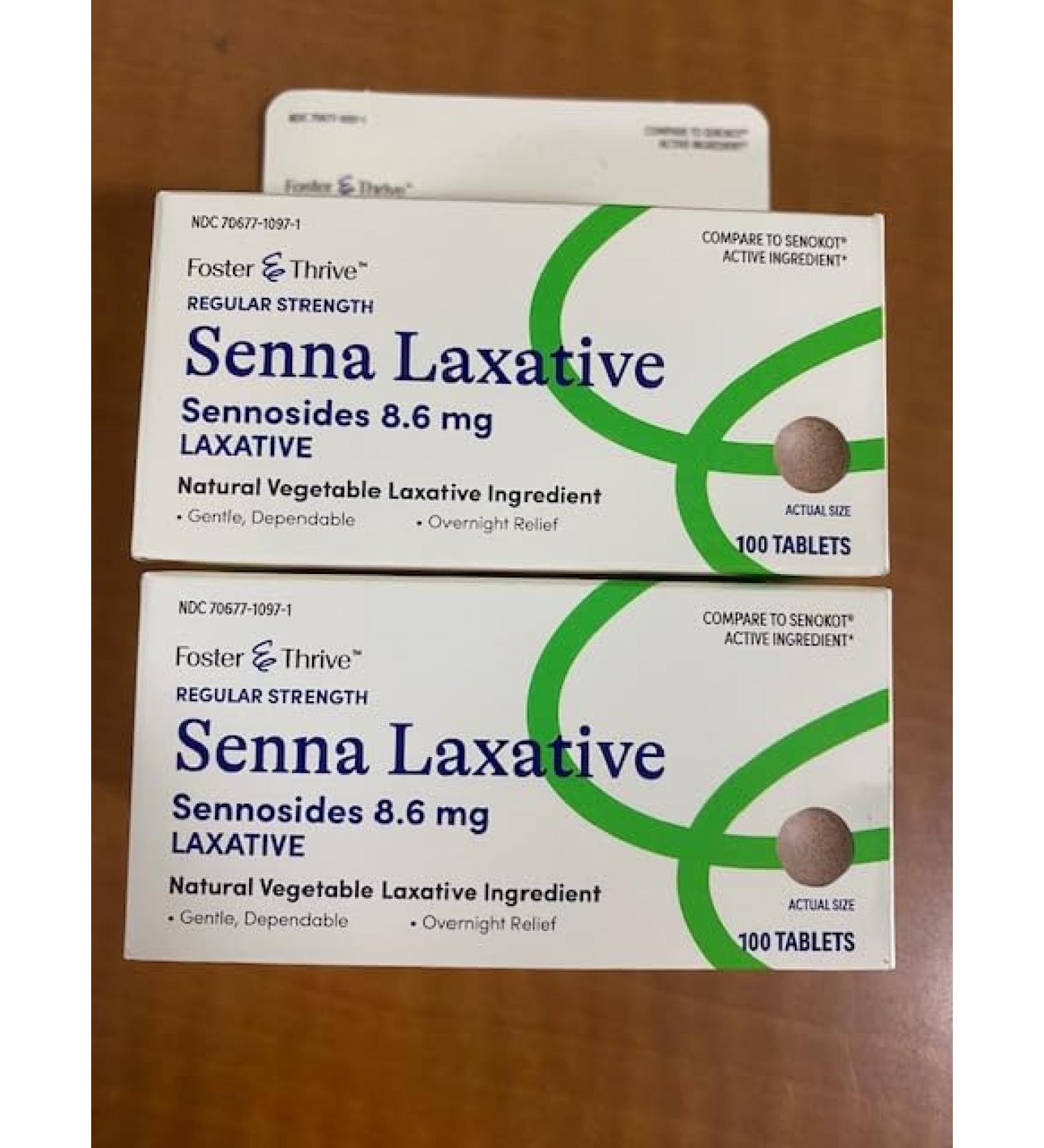 2 Pack Foster & Thrive Regular Strength Senna Laxative 100 Tablets 8.6 mg Sennosides