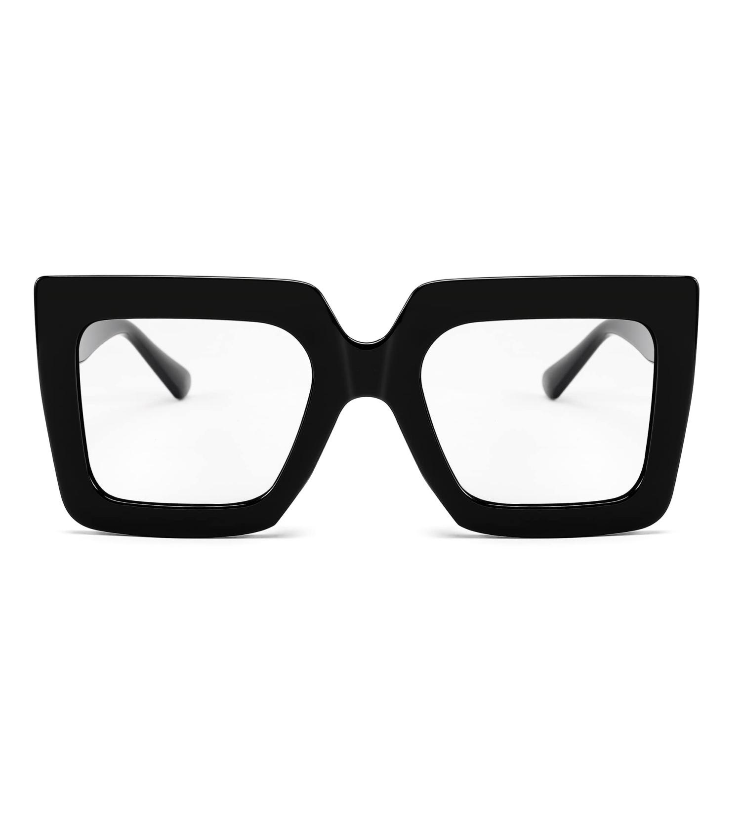 FEISEDY Fashion Oversized Blue Light Glasses for Women - Anti Fatigue Thick Square Computer Eyewear B2381 Black - 50mm - Buy Online on GoSupps.com