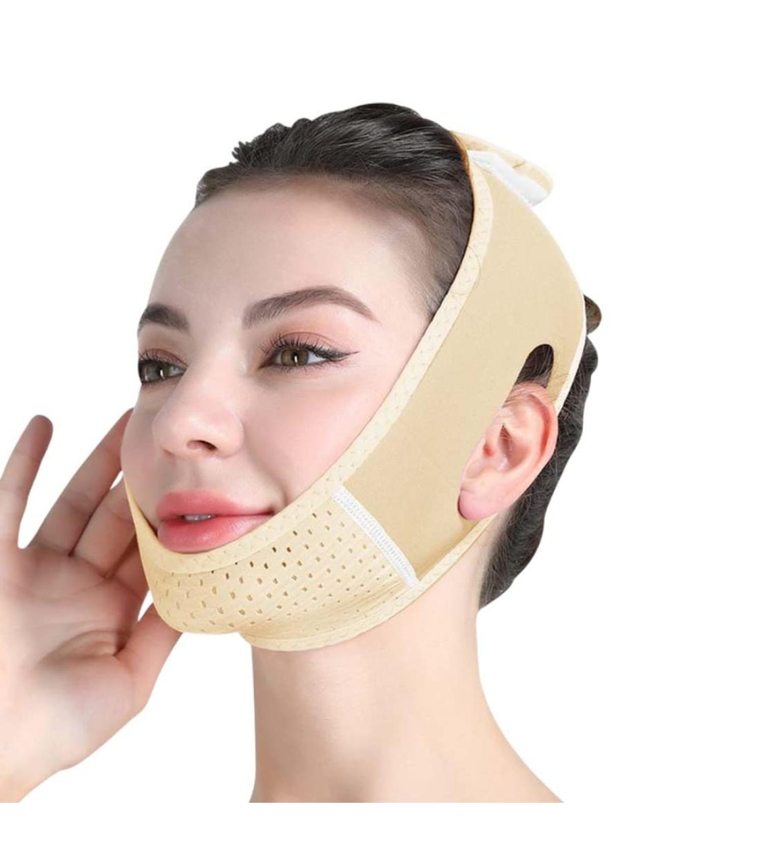 Chin Strap for Women - Double Chin Reducer & V Line Face Lifting Mask | Soft Slimming Face Belt (Skin Color - Buy Online on GoSupps.com