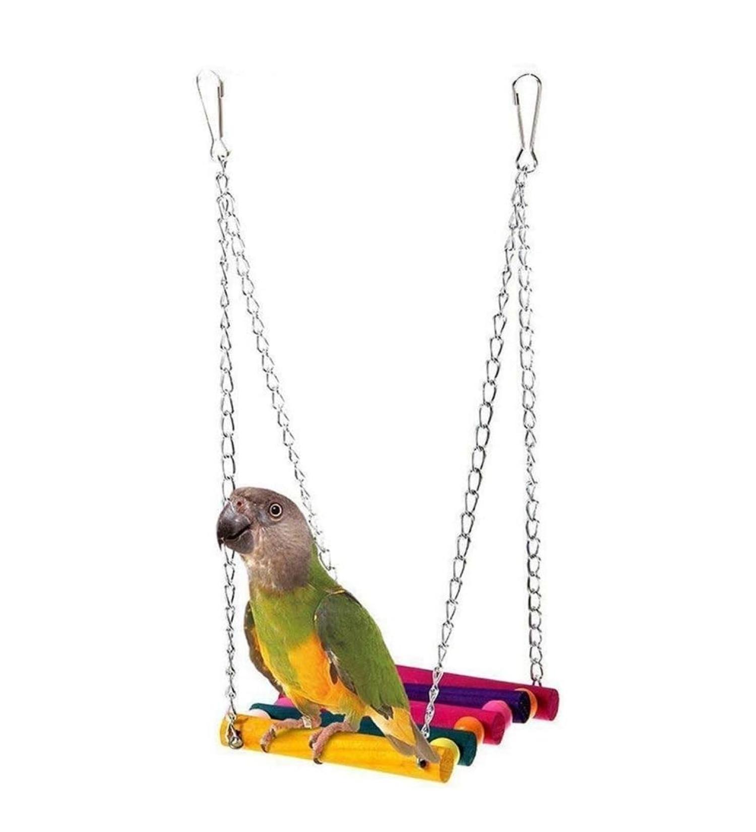 Premium Wooden Bird Swing - Cablepelado Hanging Toys & Play Accessories for Bird Cages - Buy Online on GoSupps.com