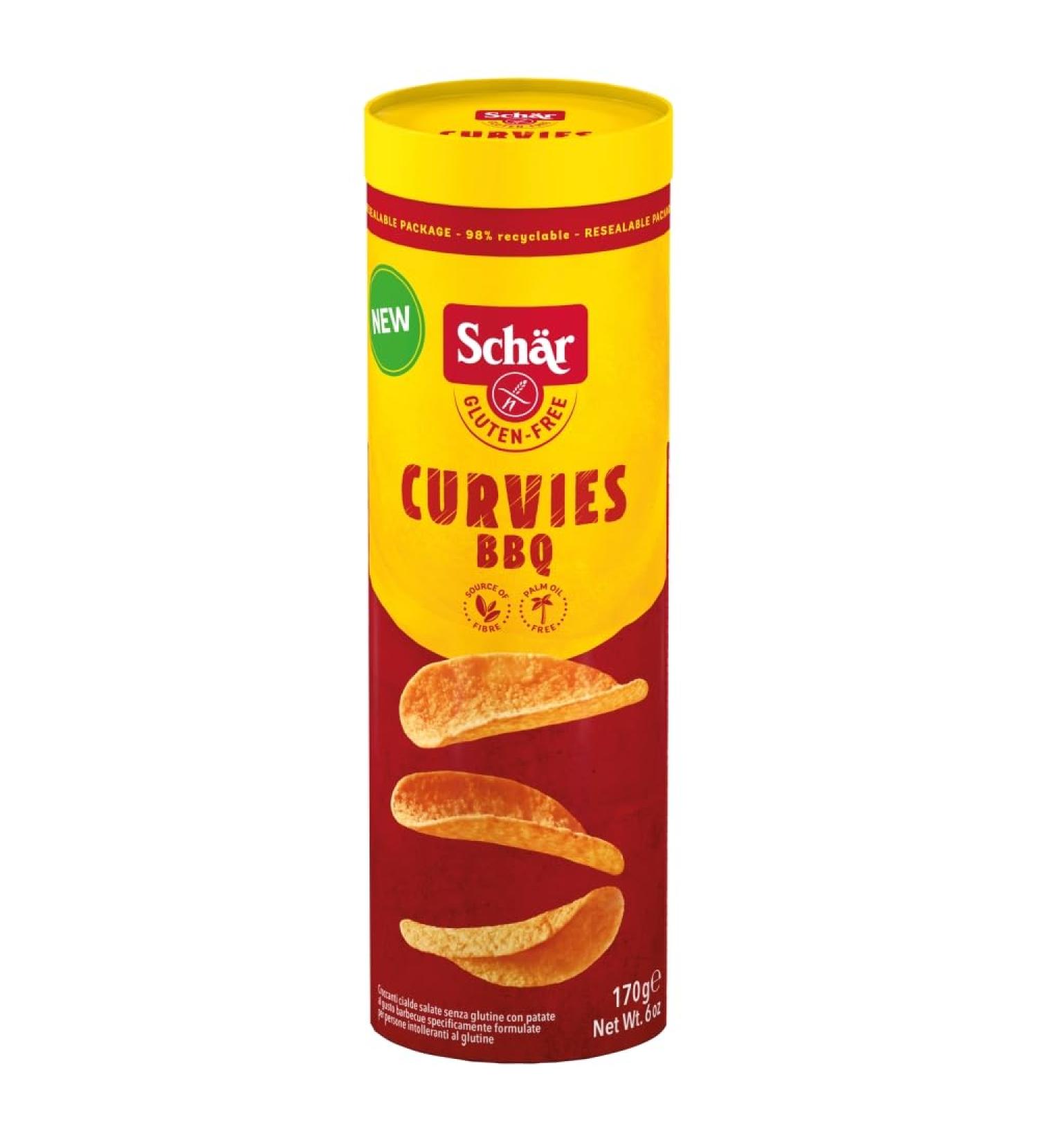 Schär - Chips incurvées - Curvies - Goût barbecue - Bbq - Sans gluten - 170g