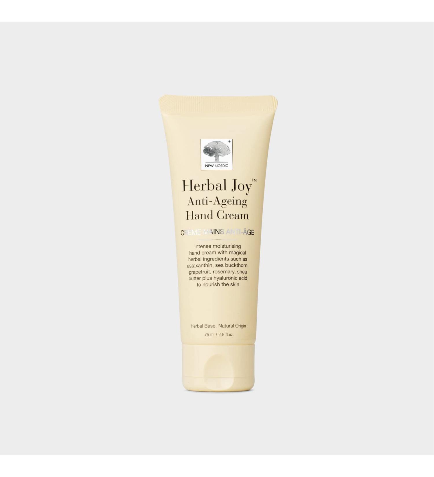 New Nordic Herbal Joy Anti-Ageing Hand Cream with Shea Butter and Ceramosides - Hydrating Smoothing and Firming Formula for Soft Youthful Hands - Fast-Absorbing Nourishment for Dry Skin Relief 75ml - Buy Online on GoSupps.com