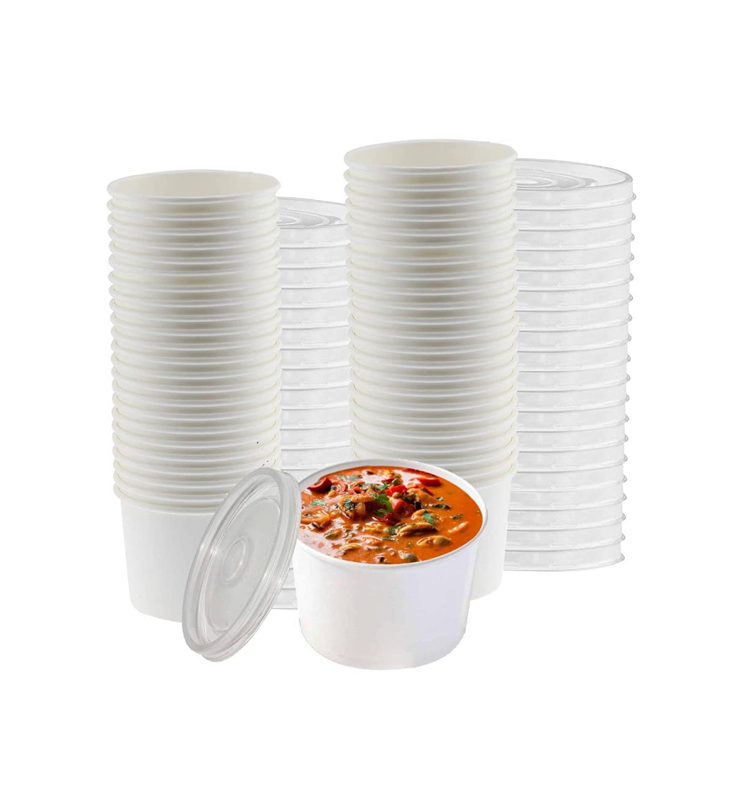 Smygoods 16oz Paper Soup Containers with Lids - 50 Count | Disposable Soup Bowls - Buy Online on GoSupps.com