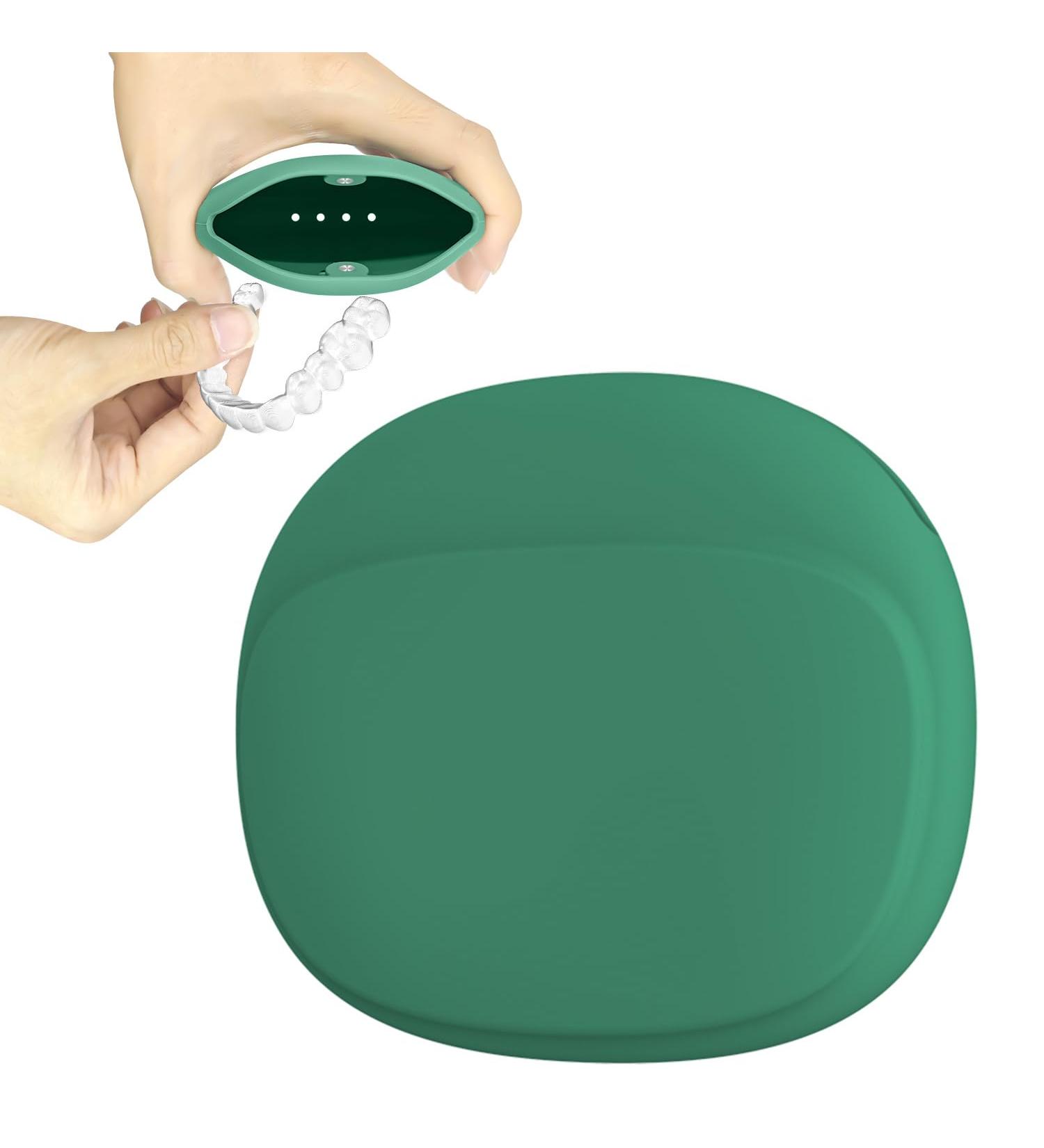 Silicone Retainer Case with Vent Holes for Invisalign | Travel & Sports Dental Storage - Green - Buy Online on GoSupps.com