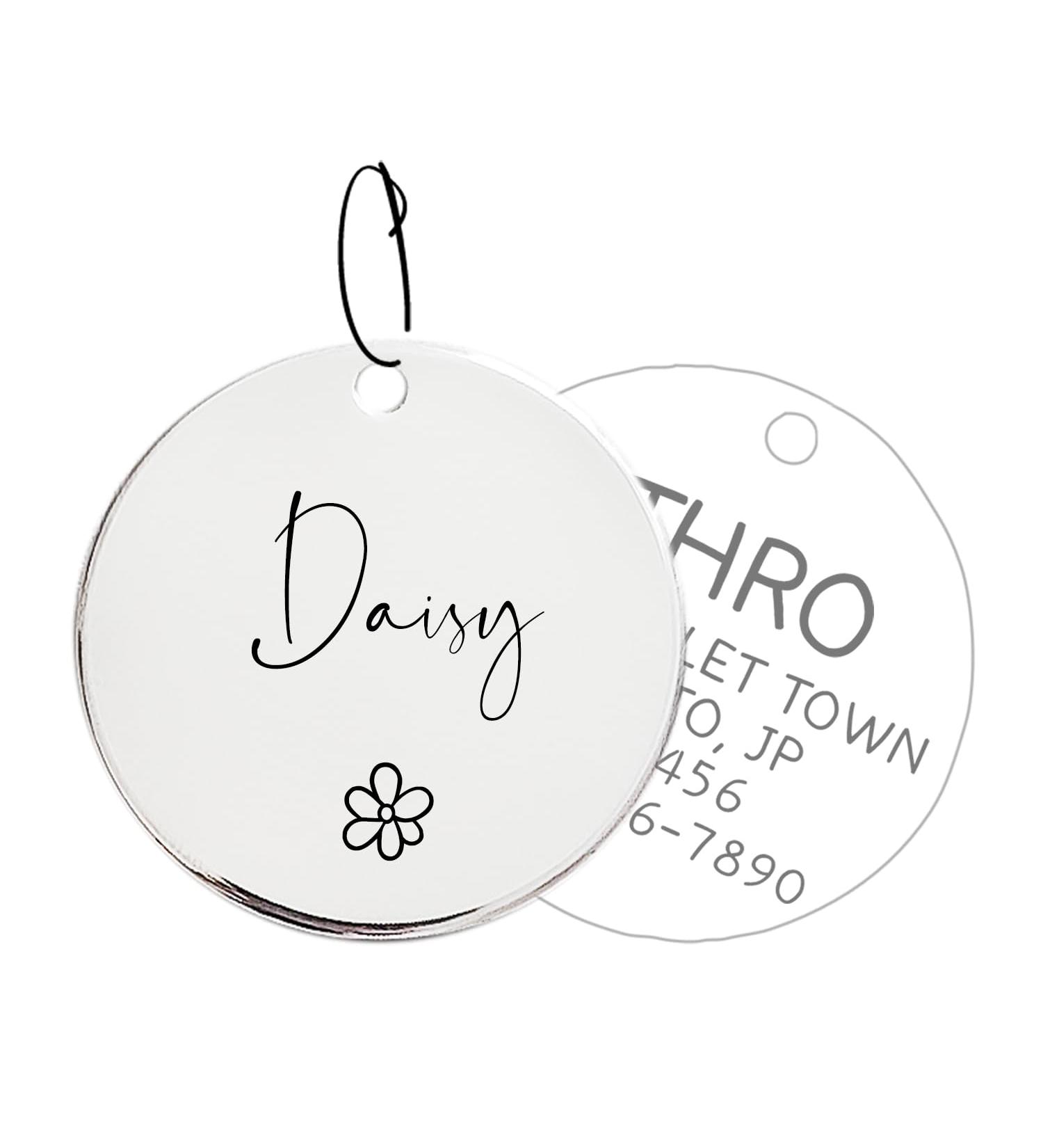 Cute Symbols Style Charming Personalized Dog Cat Tag in 316 Surgical Stainless Steel Double-Sided Deep Engraving with Safe Edge Polishing - Celebrate The Cuteness of Your Feline Friend Round - Buy Online on GoSupps.com