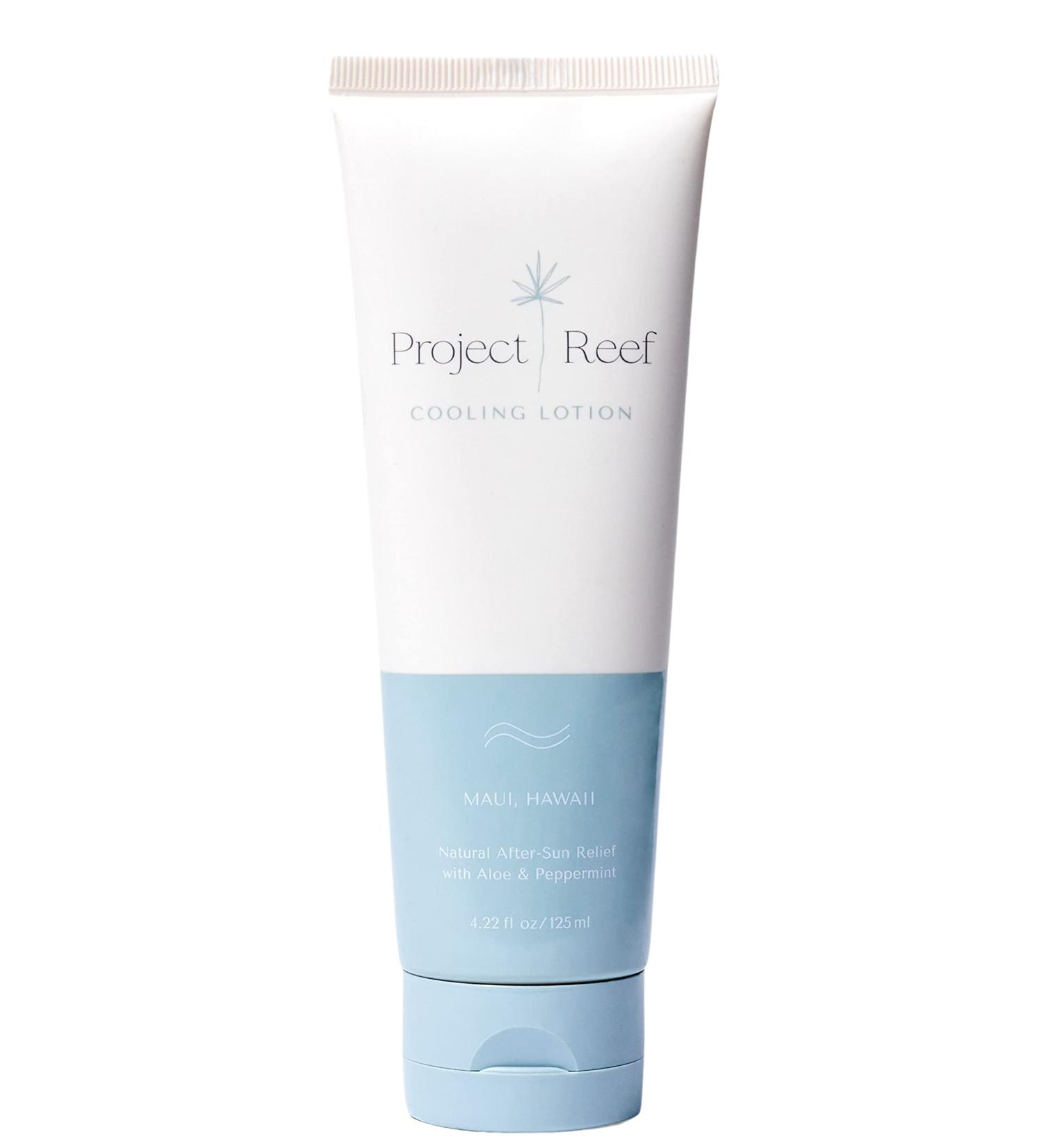 Project Reef Natural After-Sun Cooling Lotion with Aloe Vera & Peppermint - Hydrating Relief for Sunburn & Dry Skin | Plant-Based, Sustainable Formula for All Skin Types - Buy Online on GoSupps.com