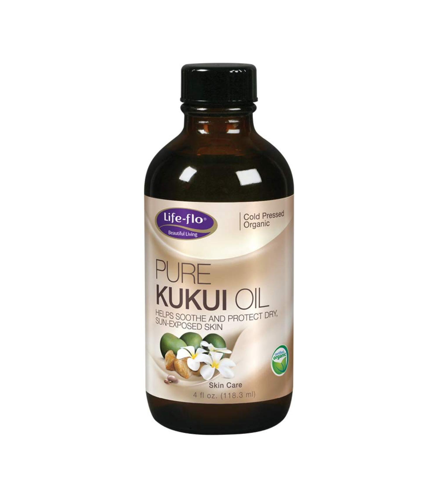 Life-Flo Organic Kukui Oil | Cold-Pressed Moisturizer for Face, Body & Hair | Soothes Dry, Sun-Exposed Skin | 4oz - Buy Online on GoSupps.com