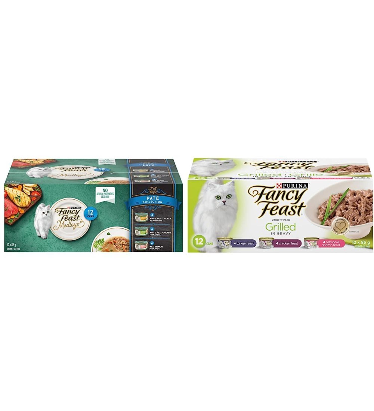 Purina Fancy Feast Medleys Pat Wet Cat Food Variety Pack and Fancy Feast Grilled in Gravy Variety Pack for Cats - Buy Online on GoSupps.com