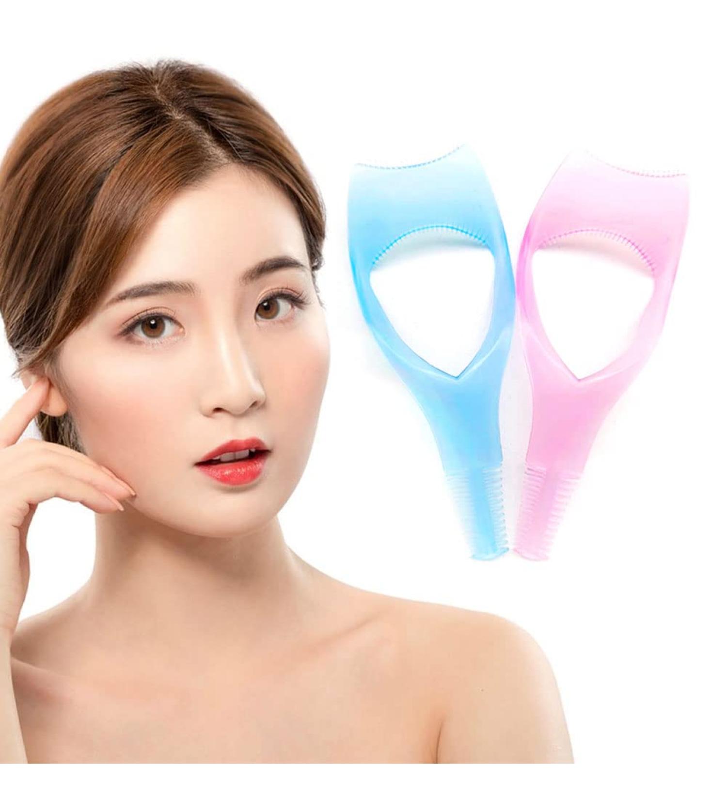 2 pcs plastic three in one makeup eyelash tool upper and lower eyelash mascara applicator applicator guide assistant eyelash comb quick makeup template.(Red+Blue) - Buy Online on GoSupps.com