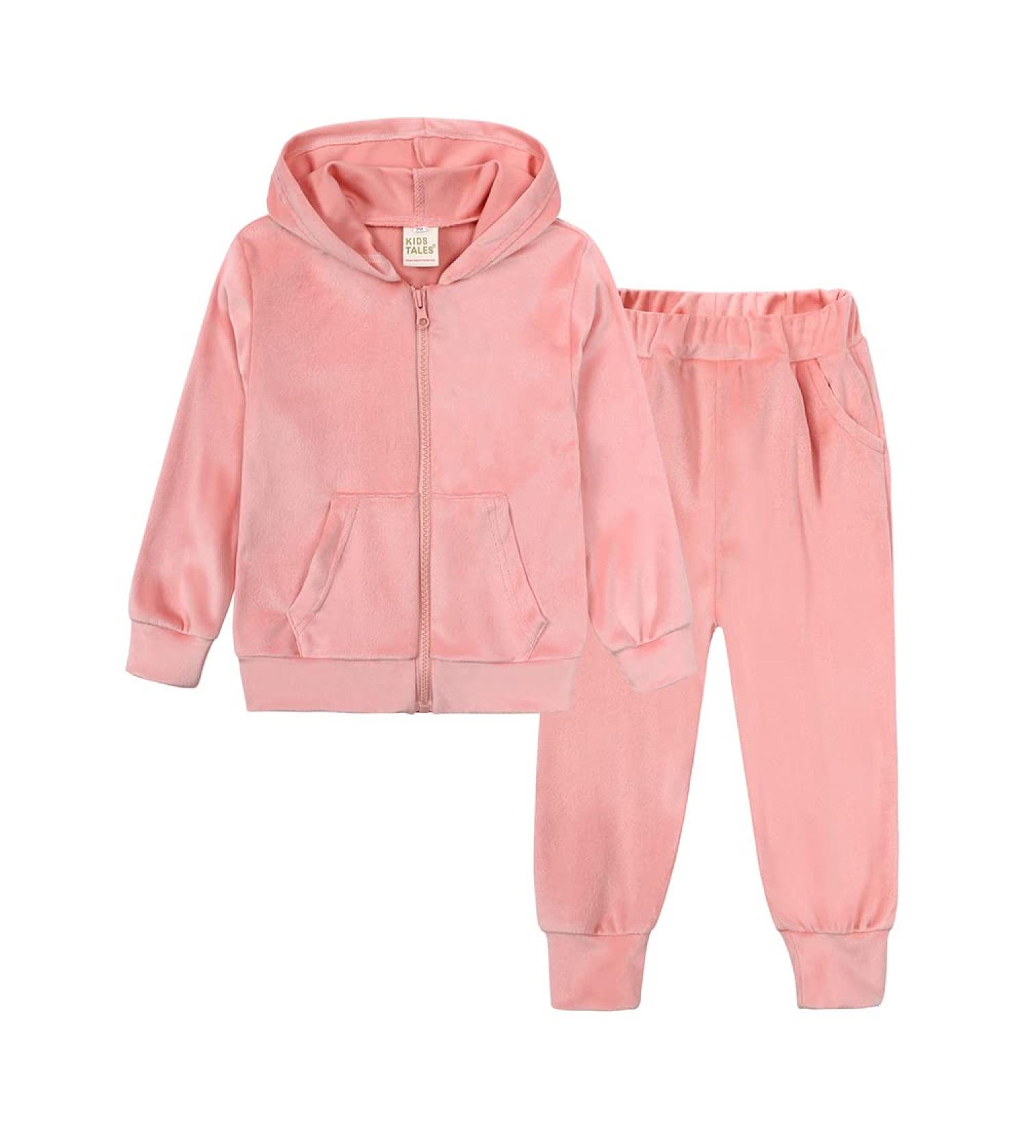 Kids Tales Girls Velour Hoodie Zip Sweatsuit Boys 2 Pcs Velvet Tracksuit Set 8-9 Years - Color 01 - Buy Online on GoSupps.com