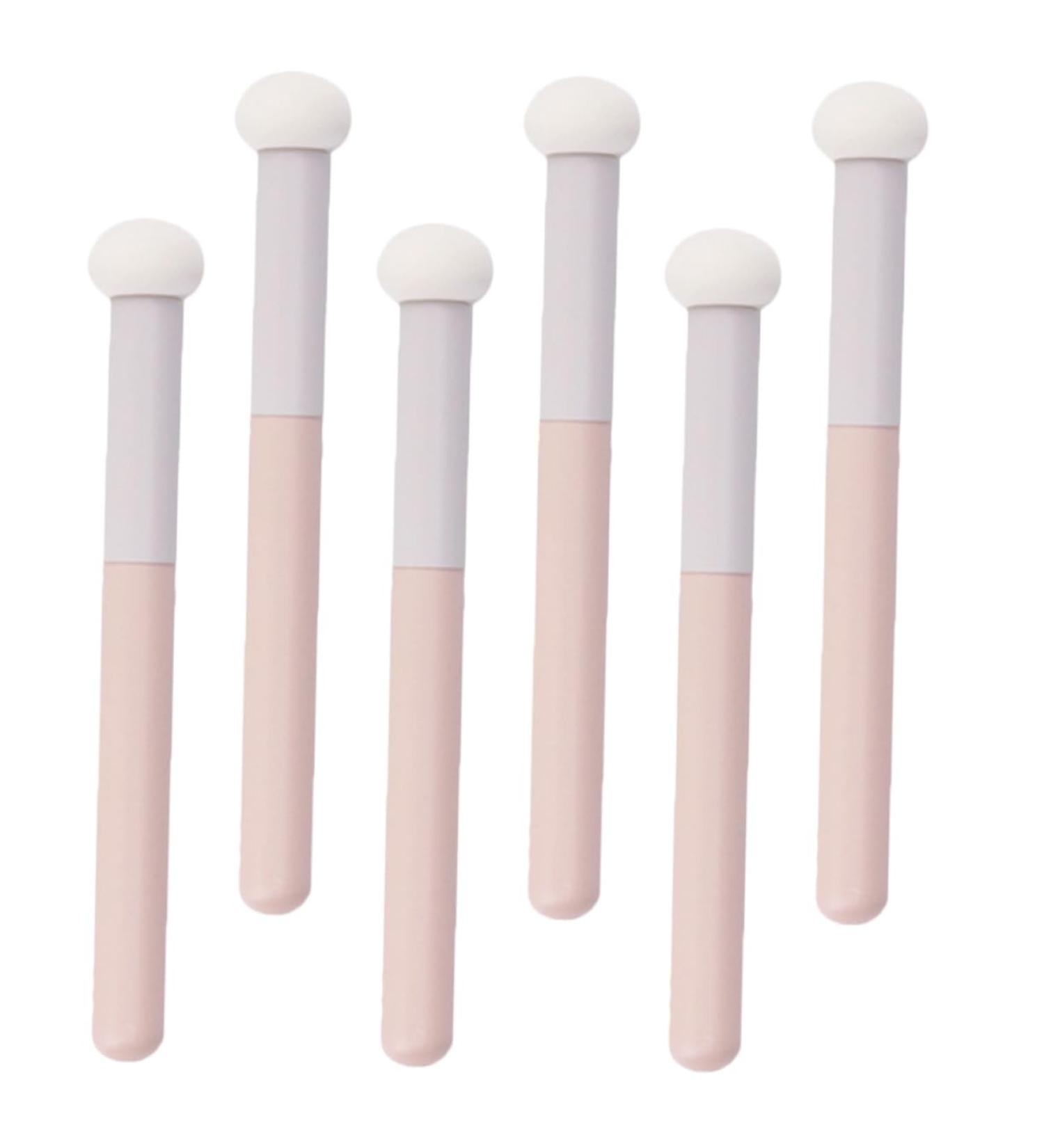 6 Pcs Pink Sponge & Concealer Brush Set | Makeup Brushes for Eyelids & Lips | Wooden Handle Applicators | International Shipping - Buy Online on GoSupps.com
