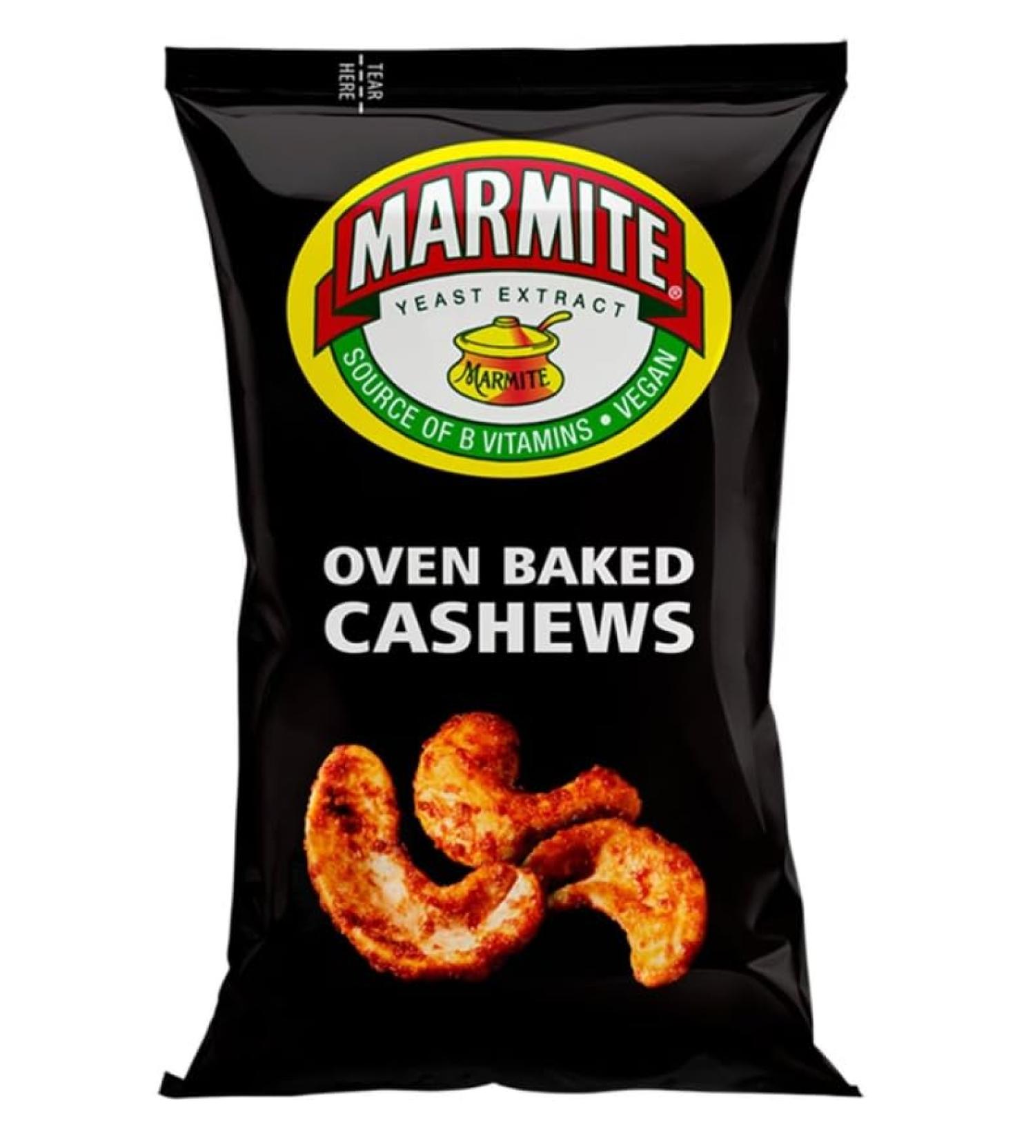 Marmite Oven Baked Cashews 90G | No added sugar | No artificial colours or preservatives | Suitable for vegans and vegetarians - Buy Online on GoSupps.com