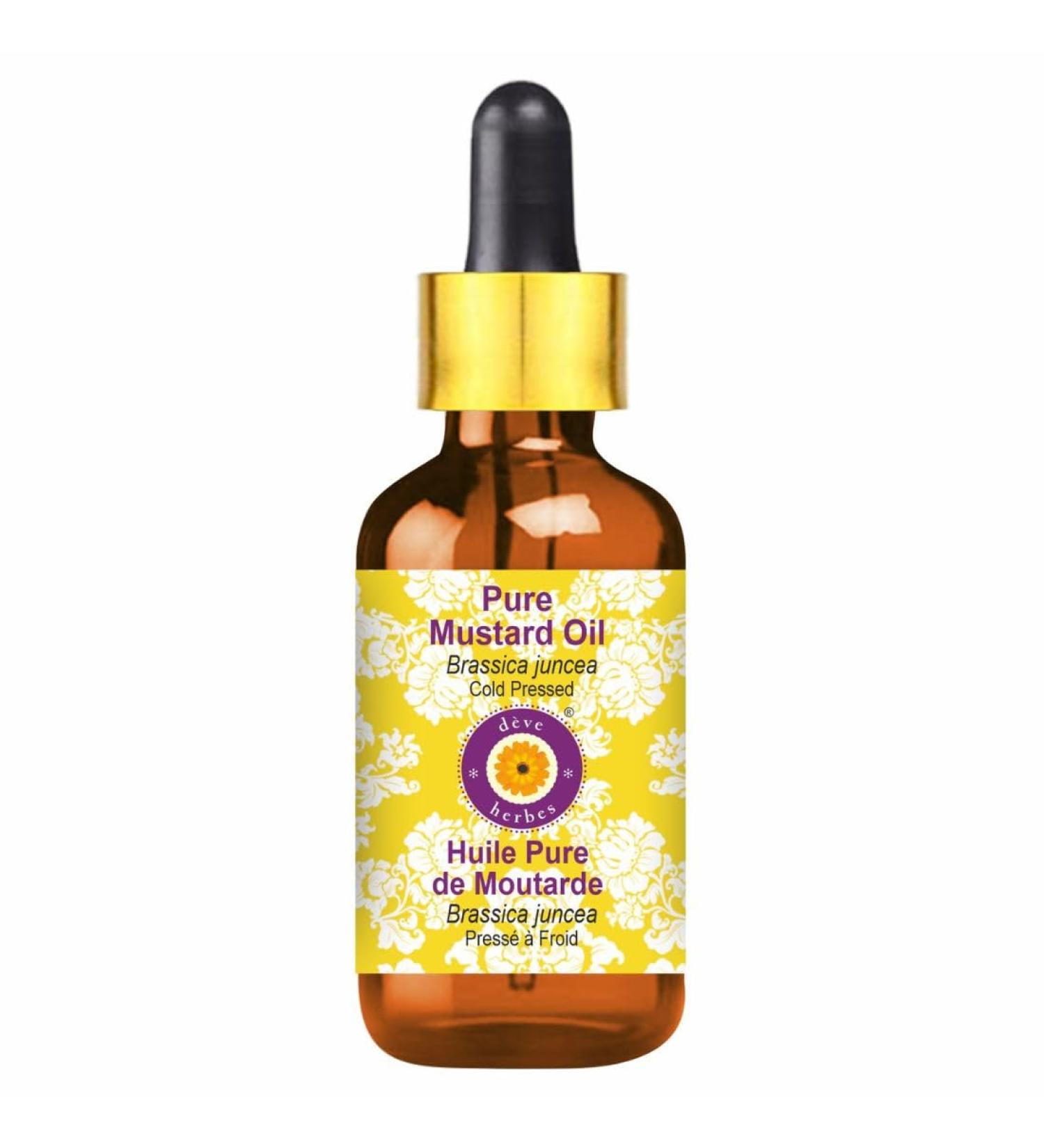 Deve Herbes Pure Mustard Oil (Brassica juncea) with glass dropper Cold Pressed 50ml (1.69 oz) - Buy Online on GoSupps.com