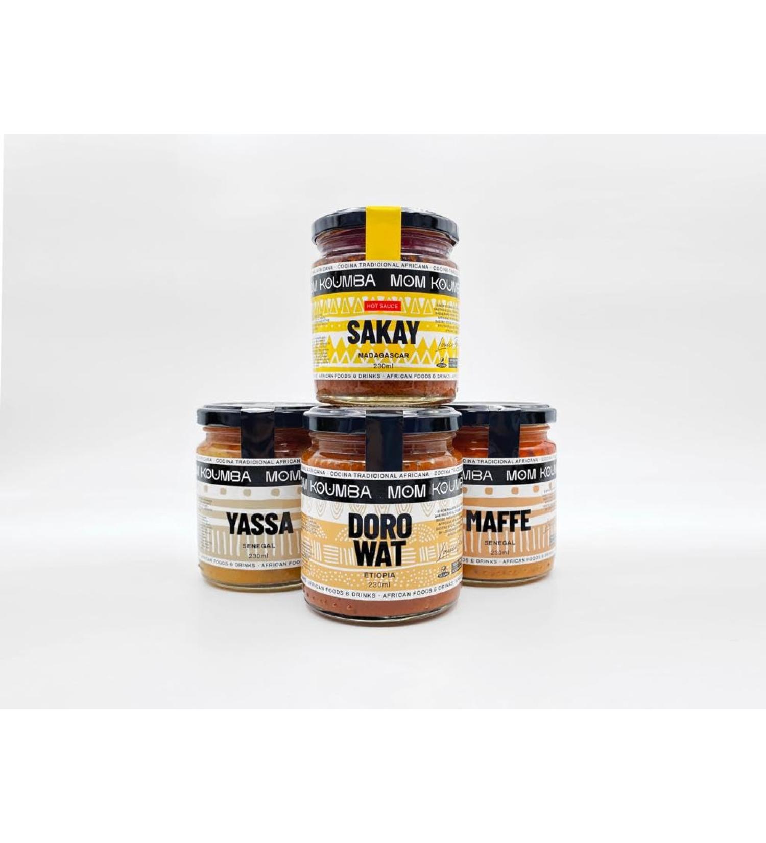  FLAVOR PLUS 4 x MOM KOUMBA Traditional African Cooking Sauces Maffe Yassa Sakay and Doro Wat. Natural ingredients. Gluten and lactose free. No additives or preservatives. 230 ml jars. Pack - Buy Online on GoSupps.com